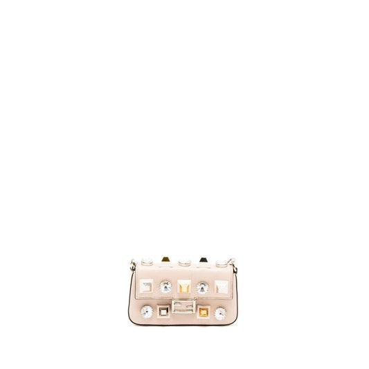 Fendi Mini Flap Clutch with Chain Lambskin Light Pink