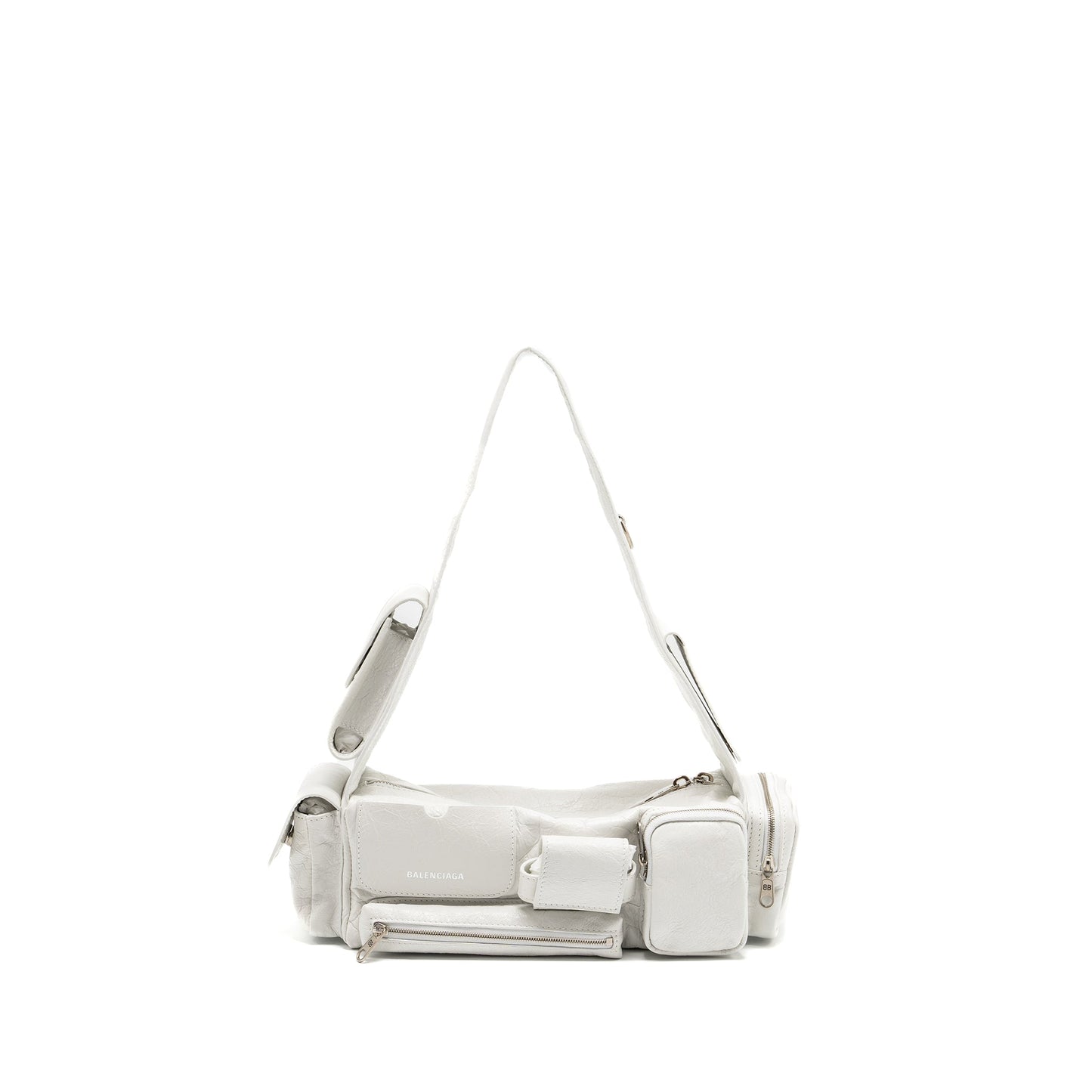 Balenciaga Superbusy Sling Purse Calfskin Optic White