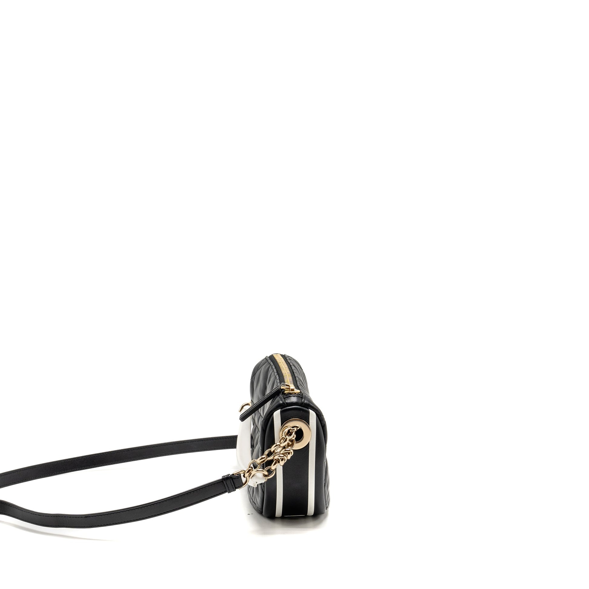 Dior Small Vibe Hobo Purse Cannage Lambskin Black/White