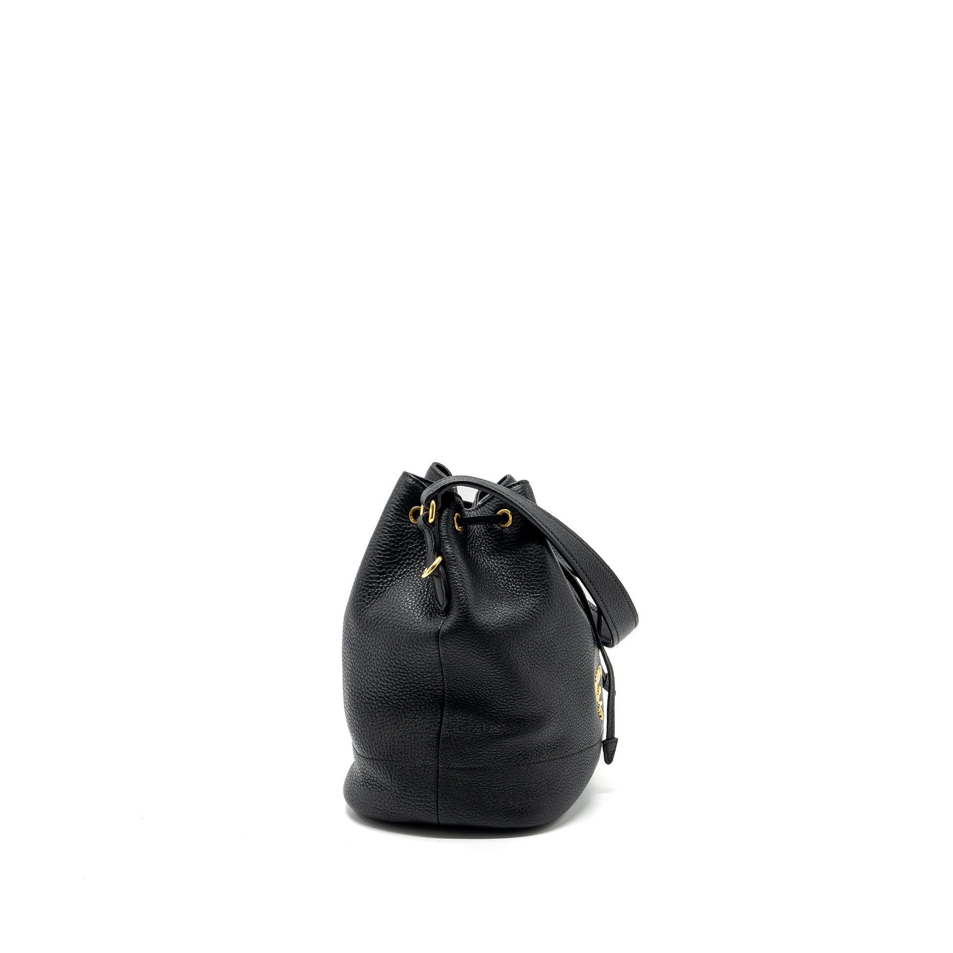 Prada Secchiello bucket bag grained calfskin black GHW