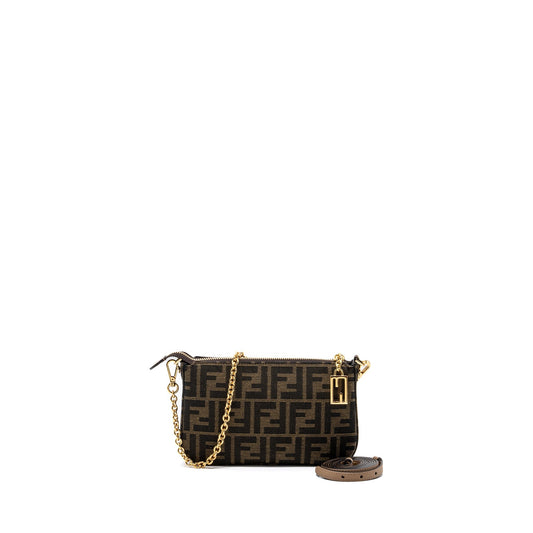 Fendi Baguette Pouch Brown Jacquard Fabric