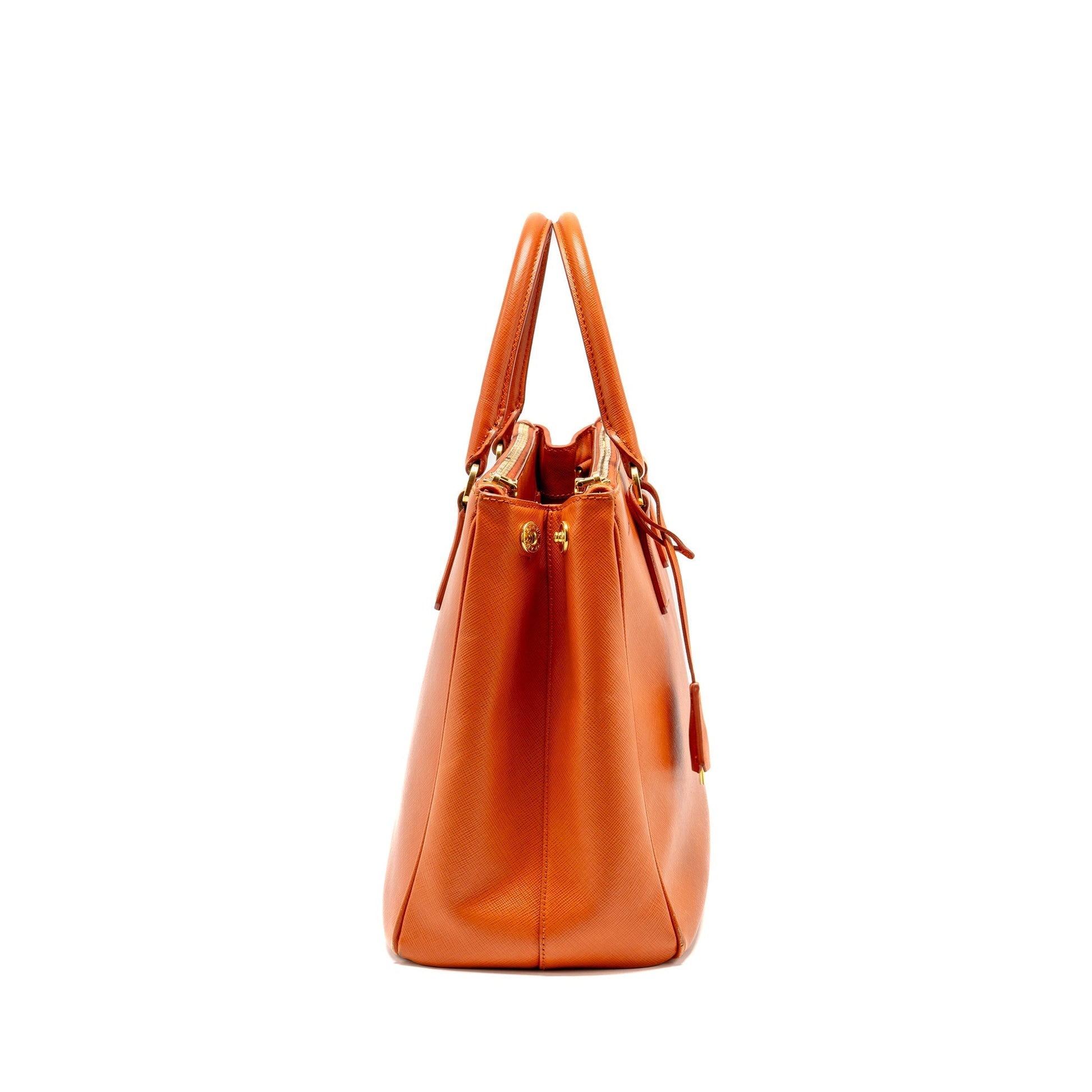 PRADA Large Saffiano Tote Purse Leather Orange