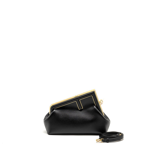 Fendi Small Fendi First Clutch Purse Nappa Black