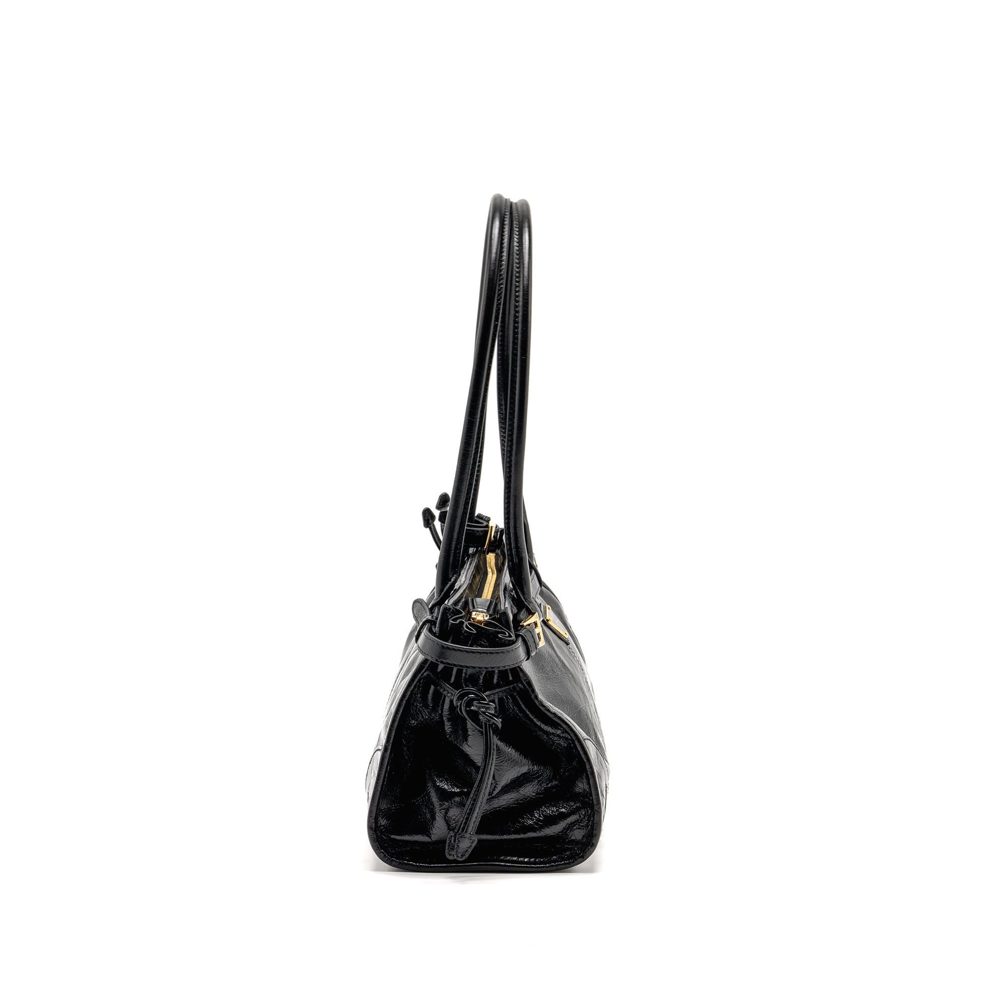 Prada Bonnie Medium Leather Handbag Calfskin black