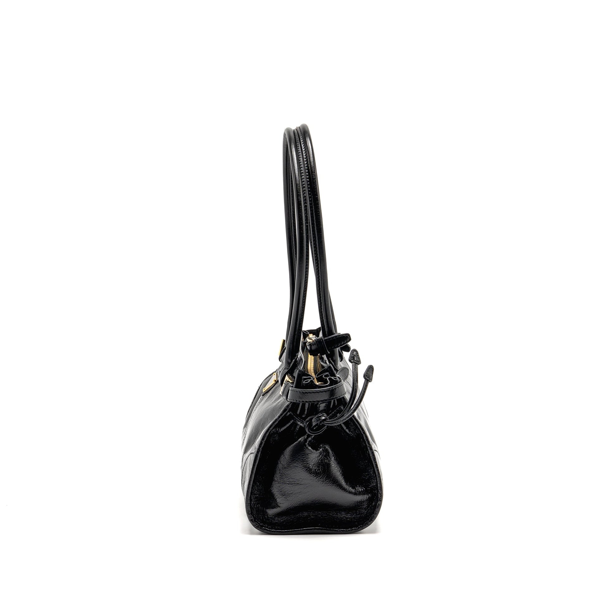 Prada Bonnie Medium Leather Handbag Calfskin black