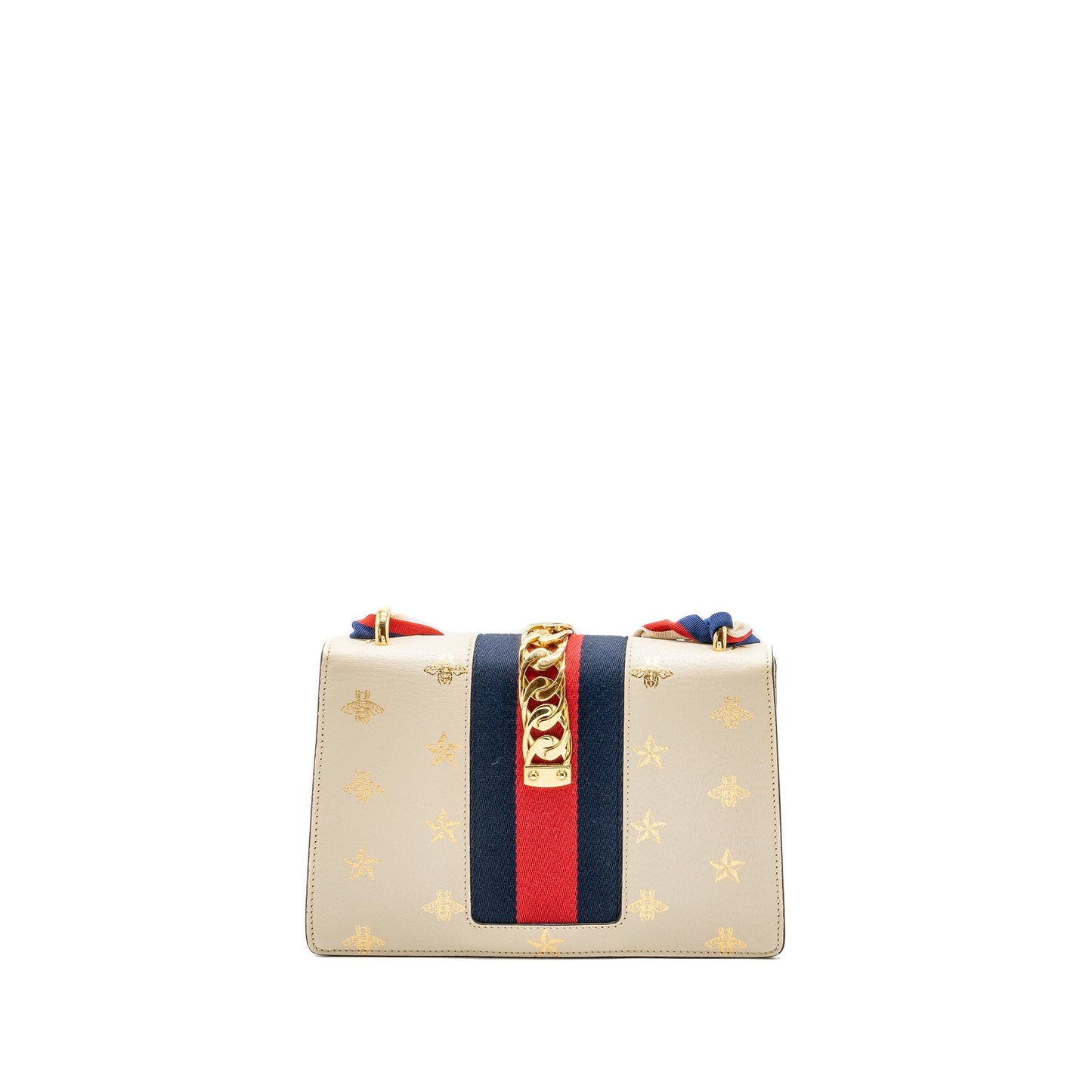 Gucci Small Sylvia Bag Bee and Star Printed Calfskin White