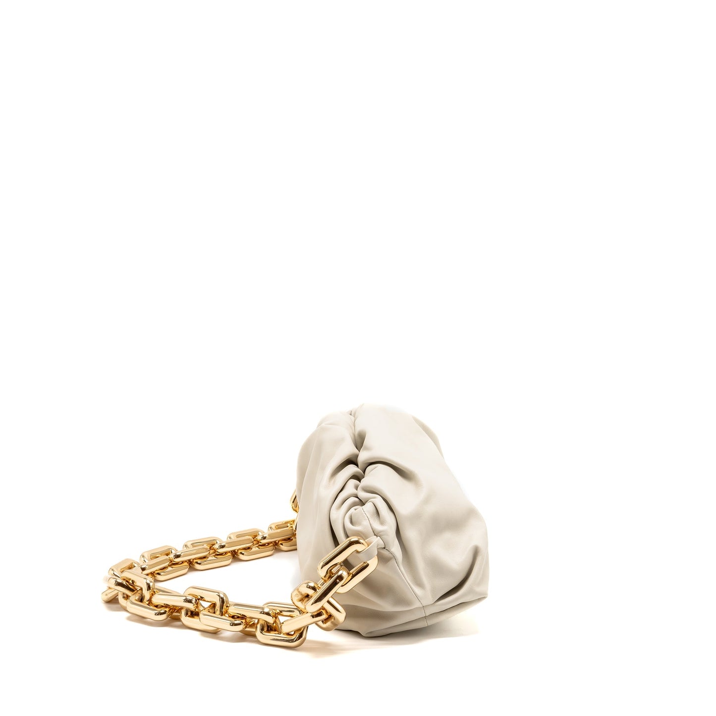 Bottega Veneta Chain Pouch Purse Calfskin White