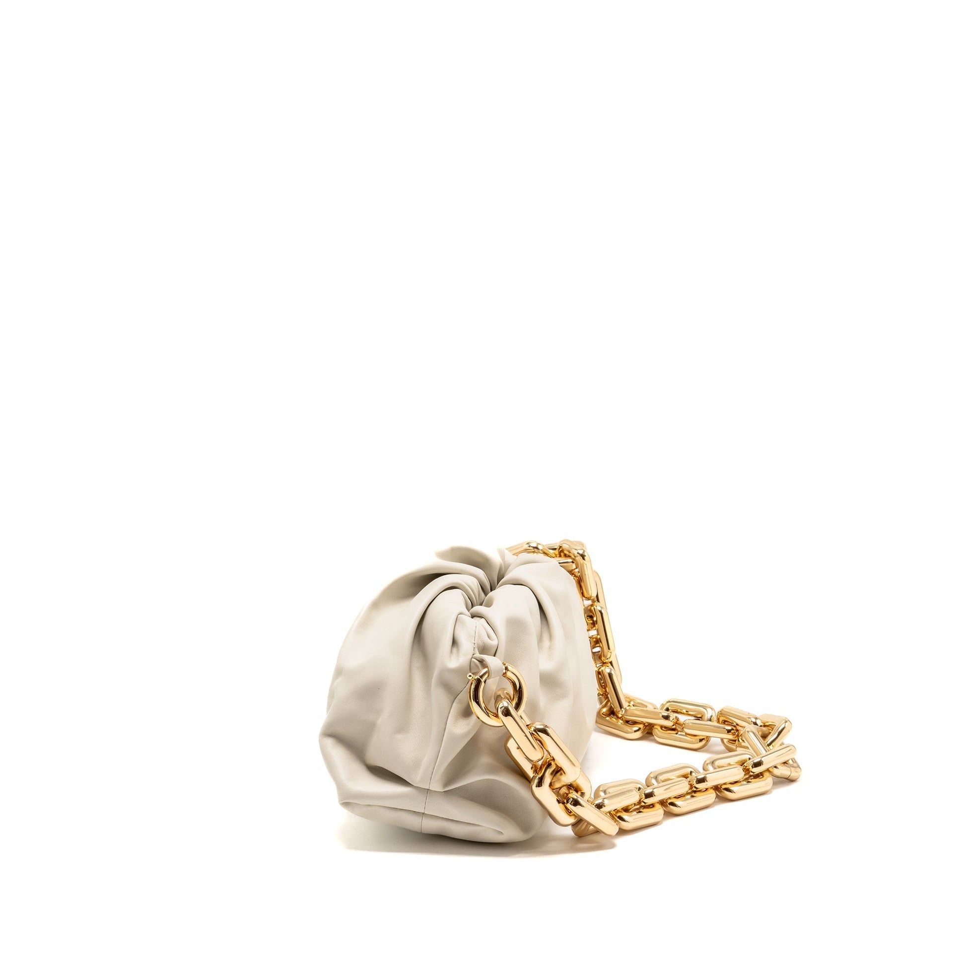 Bottega Veneta Chain Pouch Purse Calfskin White