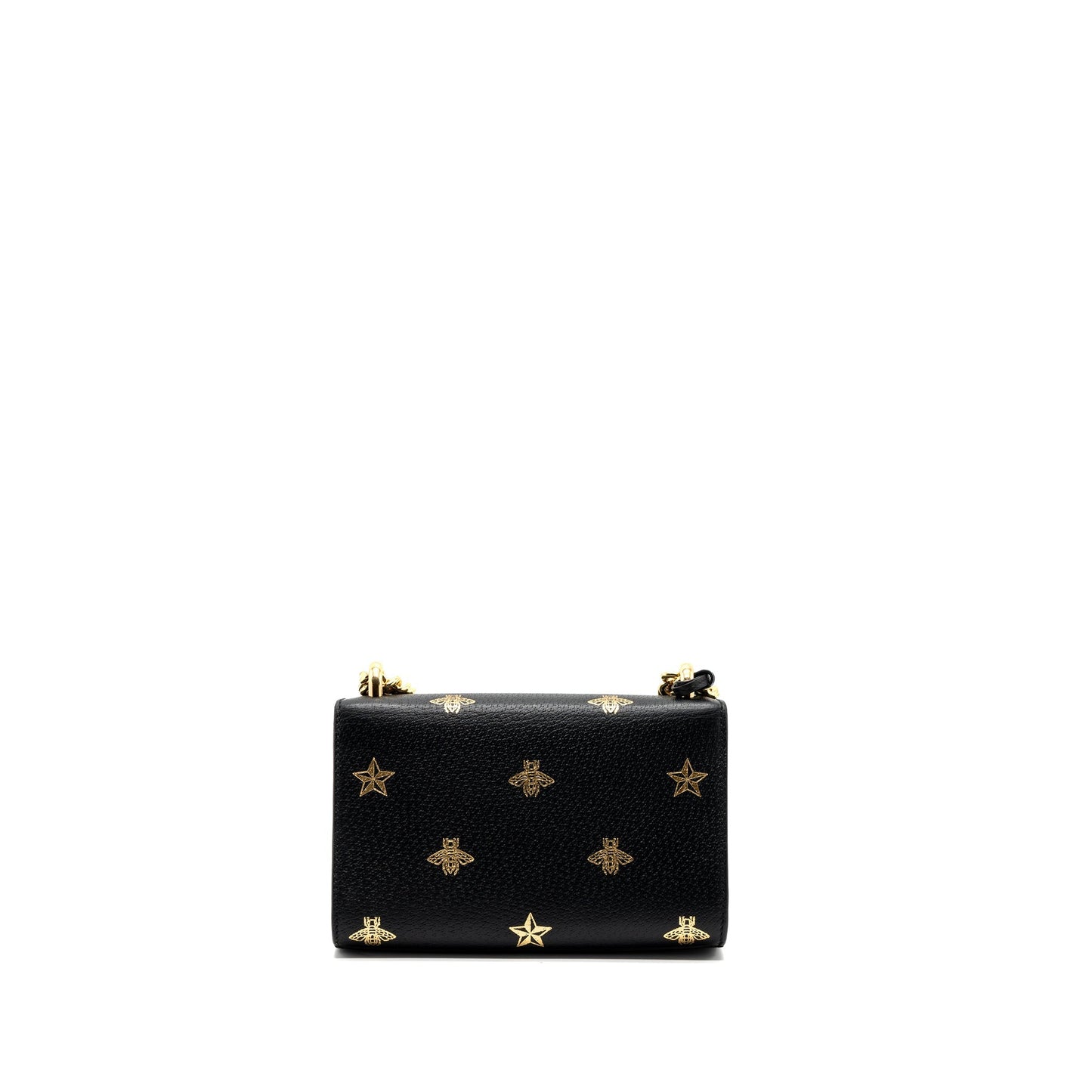 Gucci padlock chain bag bee print calfskin black