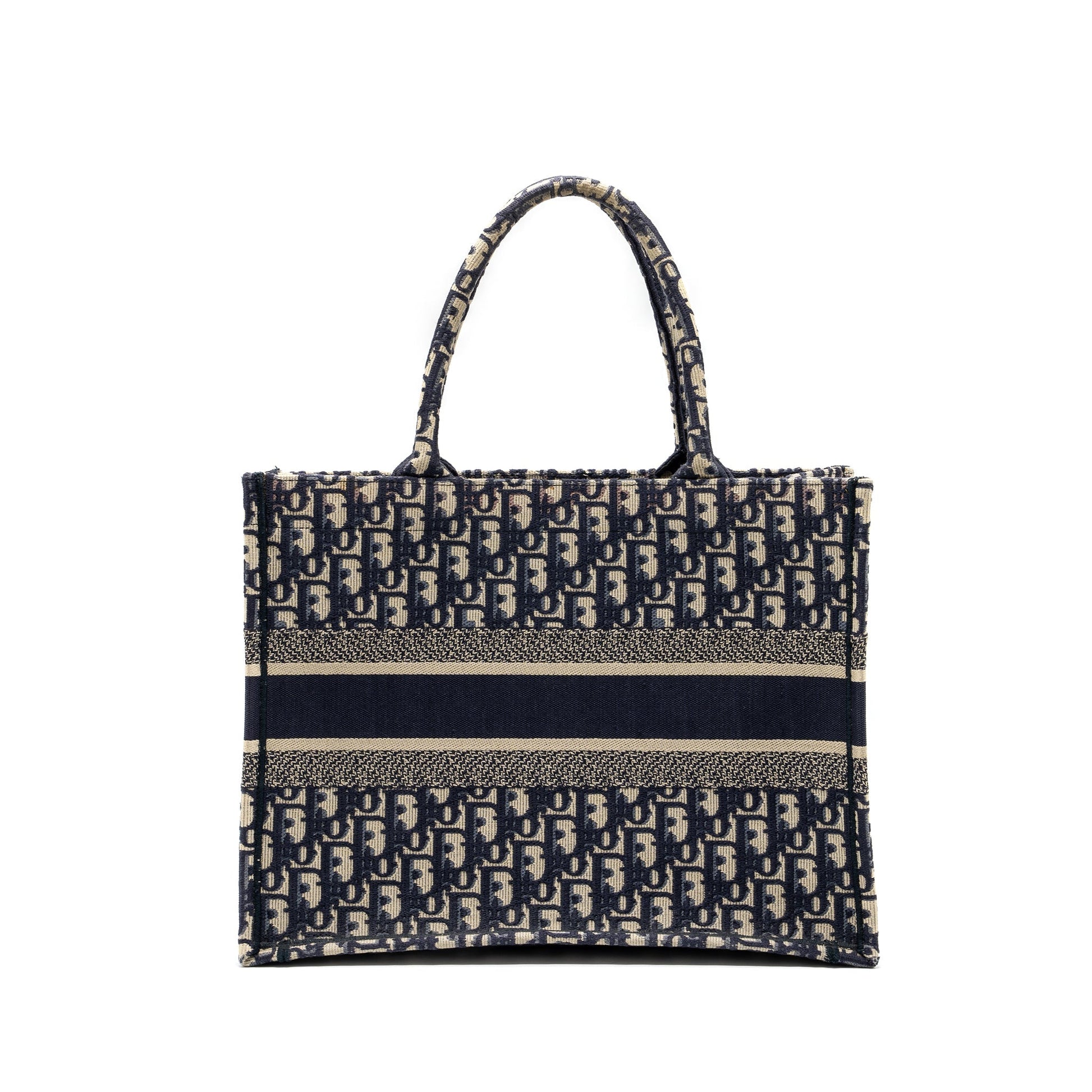 Dior medium book tote blue oblique emboidery