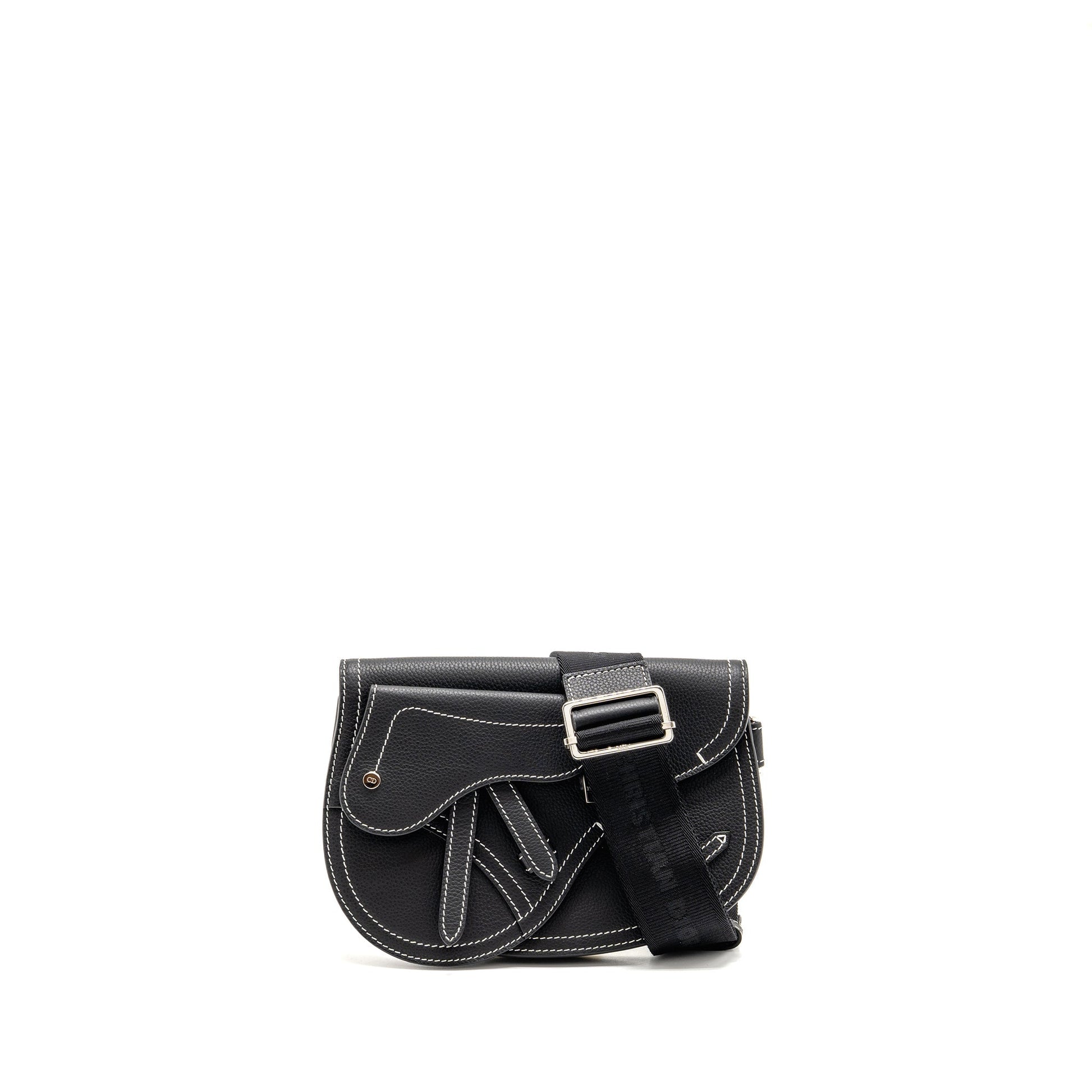 Dior x Kaws Pouch Saddle Purse Leather Black