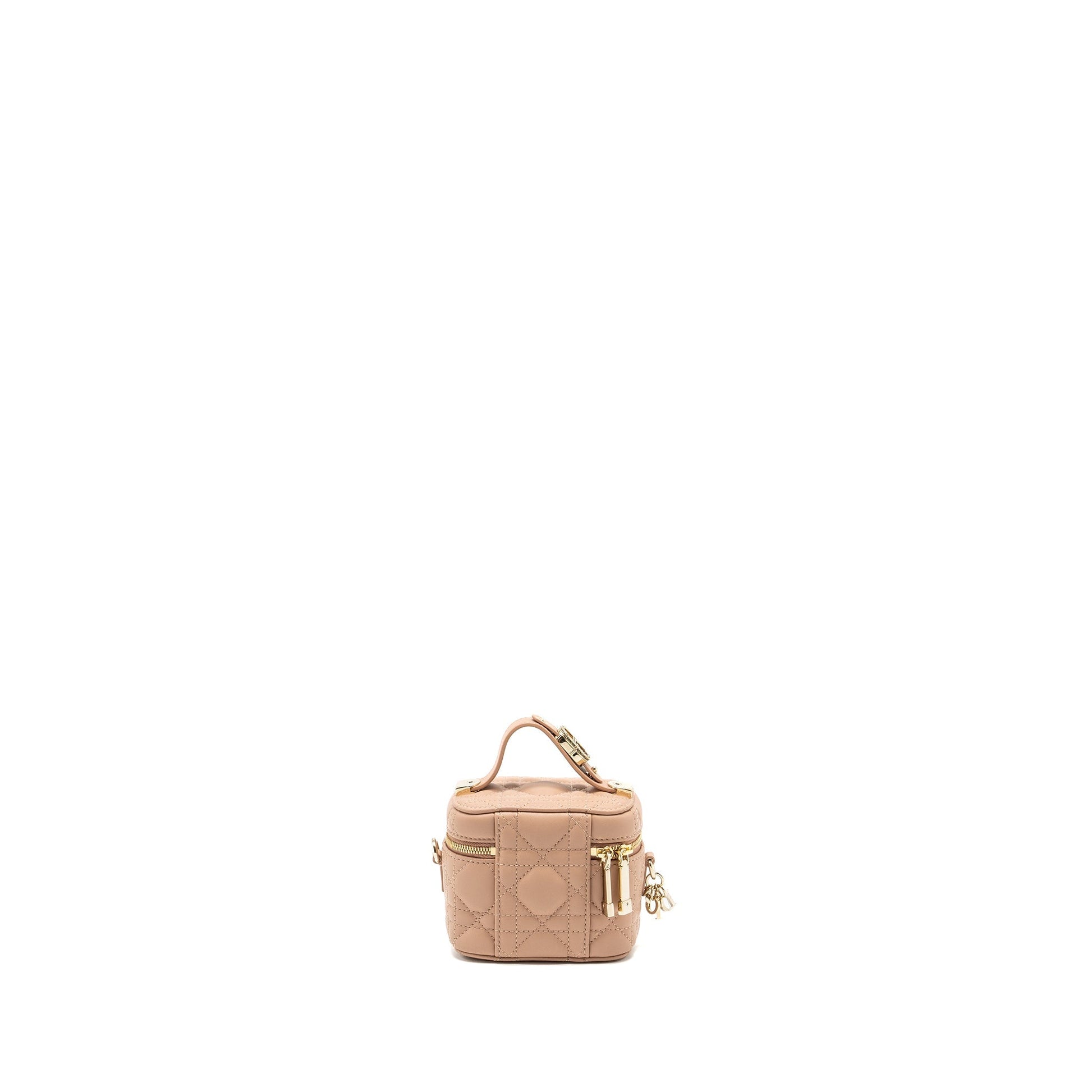 Dior Micro Lady Dior Vanity Case lambskin dark beige
