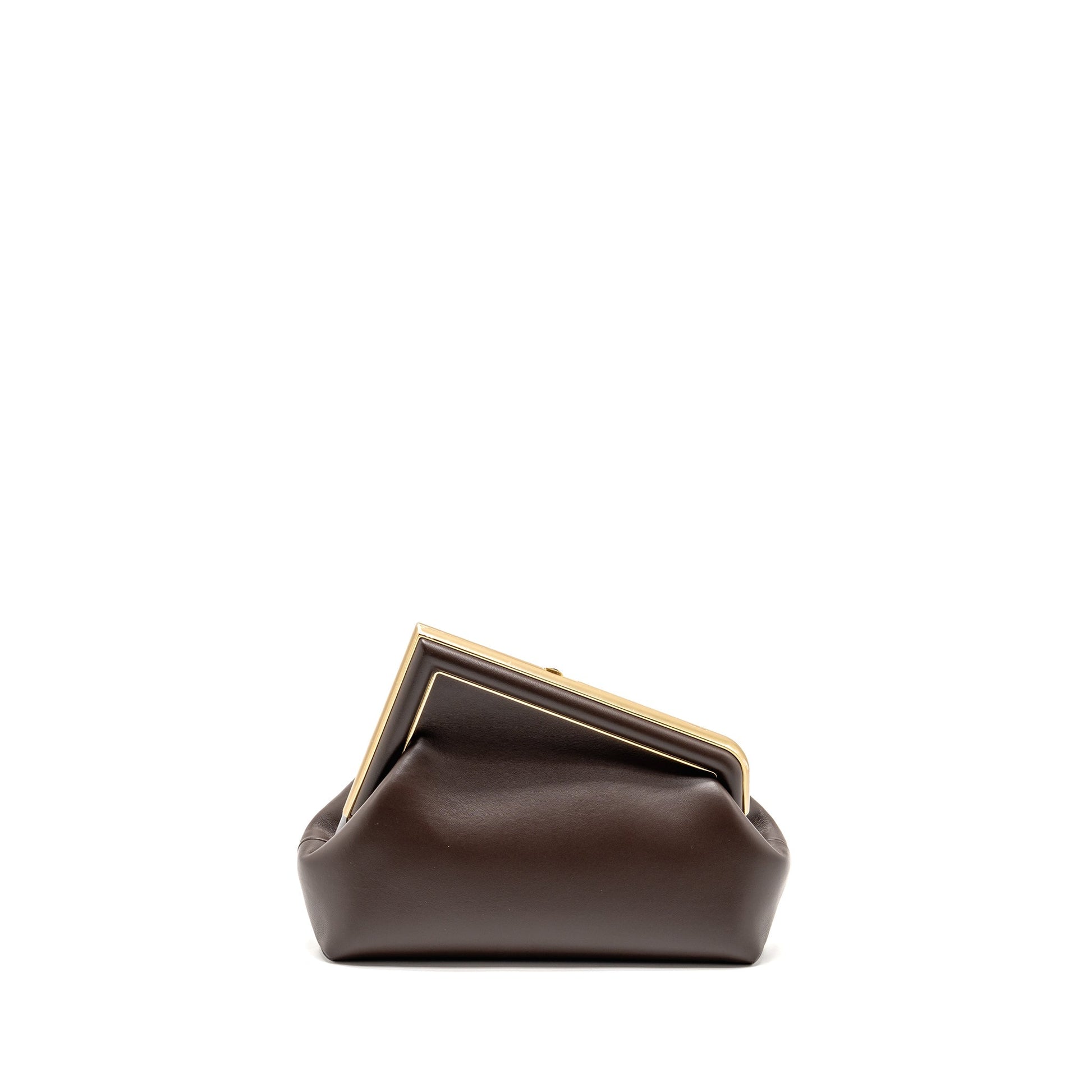 Fendi Small Fendi First Clutch Purse Nappa Brown