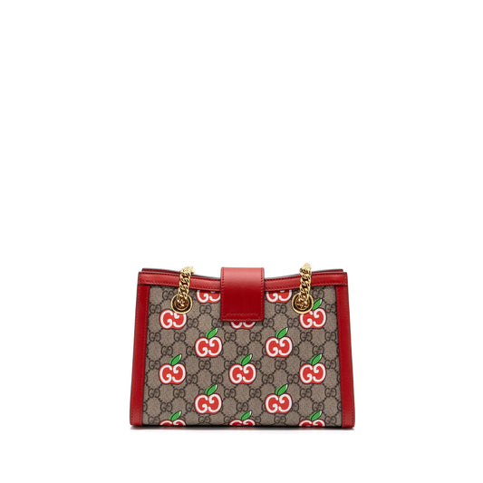 Gucci small Padlock shoulder bag GG supreme canvas red