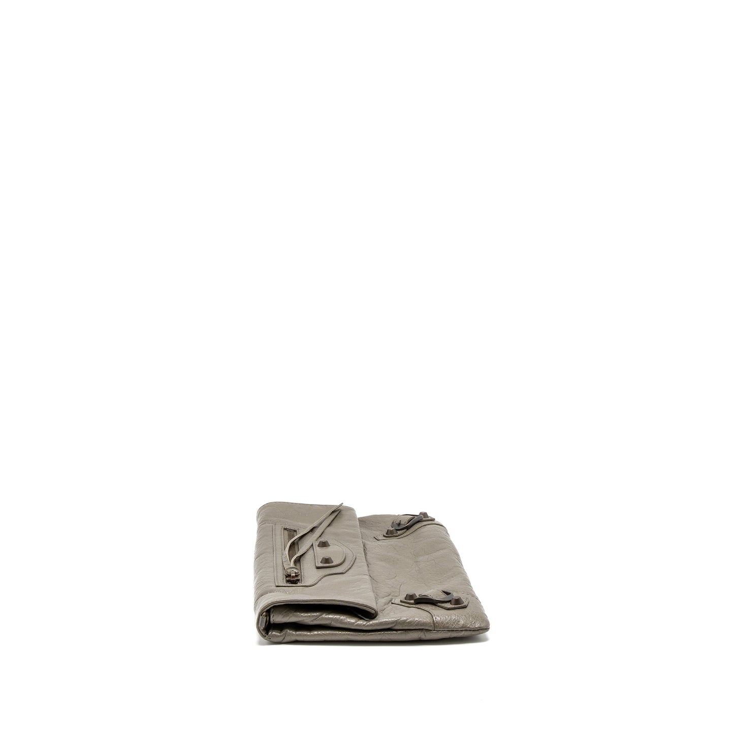 Balenciaga City Fold Clutch/Mini Purse Leather Grey Ruthenium Hardware