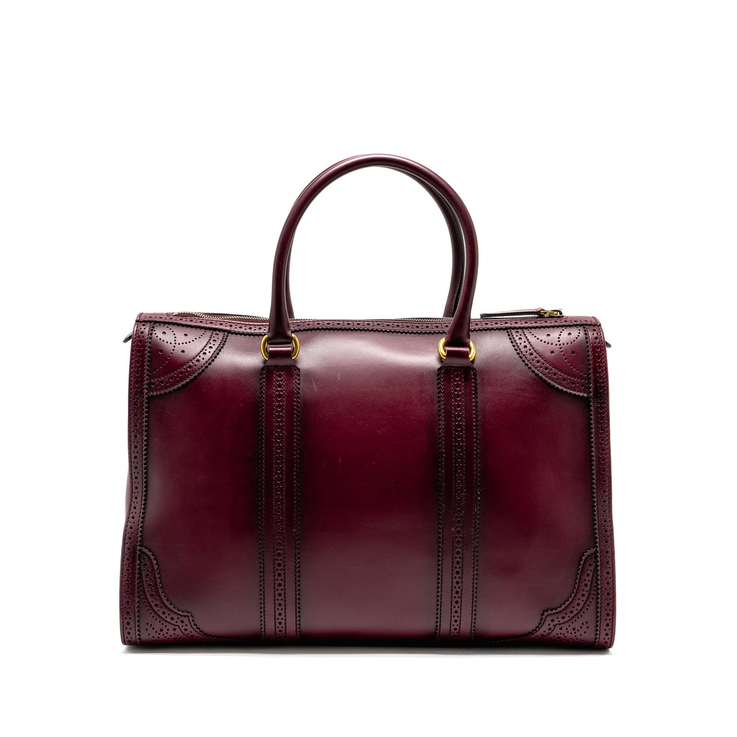Gucci Duilio Brogue Boston Bag Calfskin Burgundy