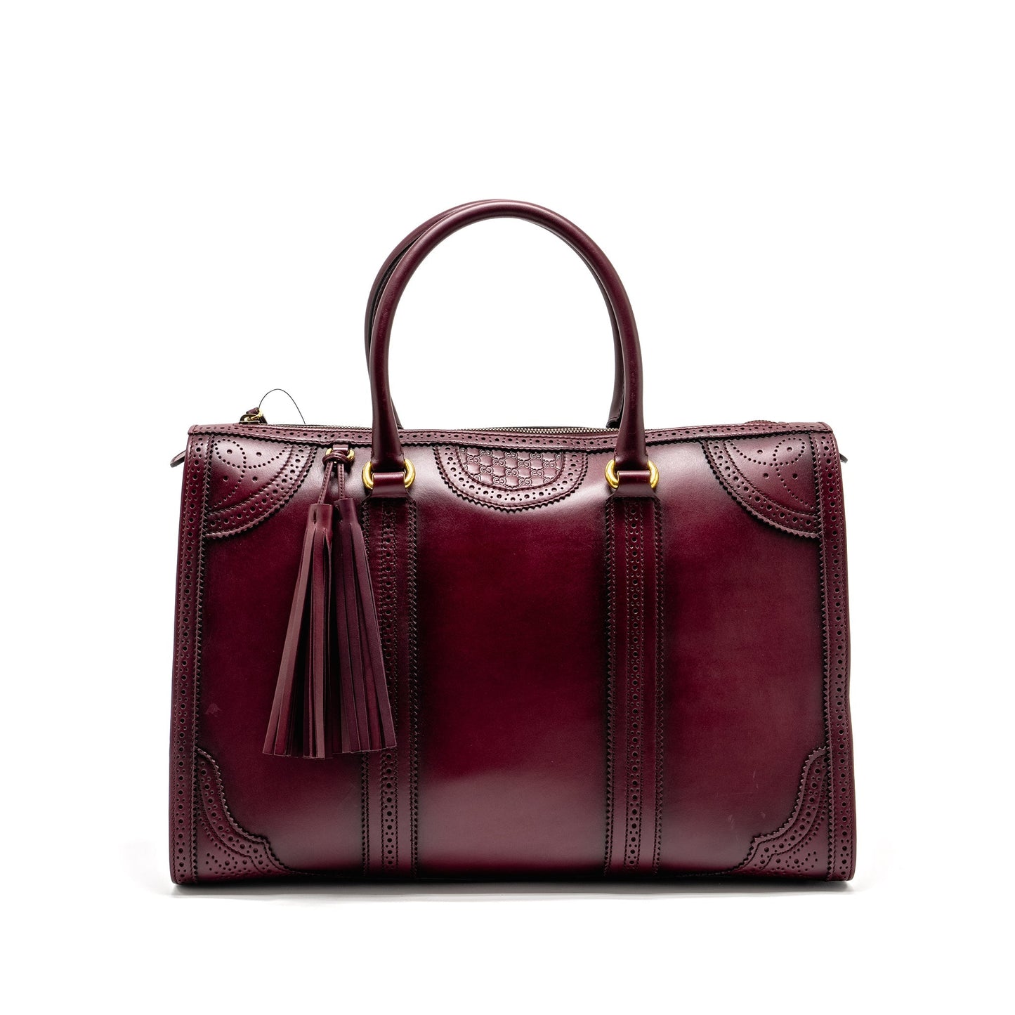 Gucci Duilio Brogue Boston Bag Calfskin Burgundy