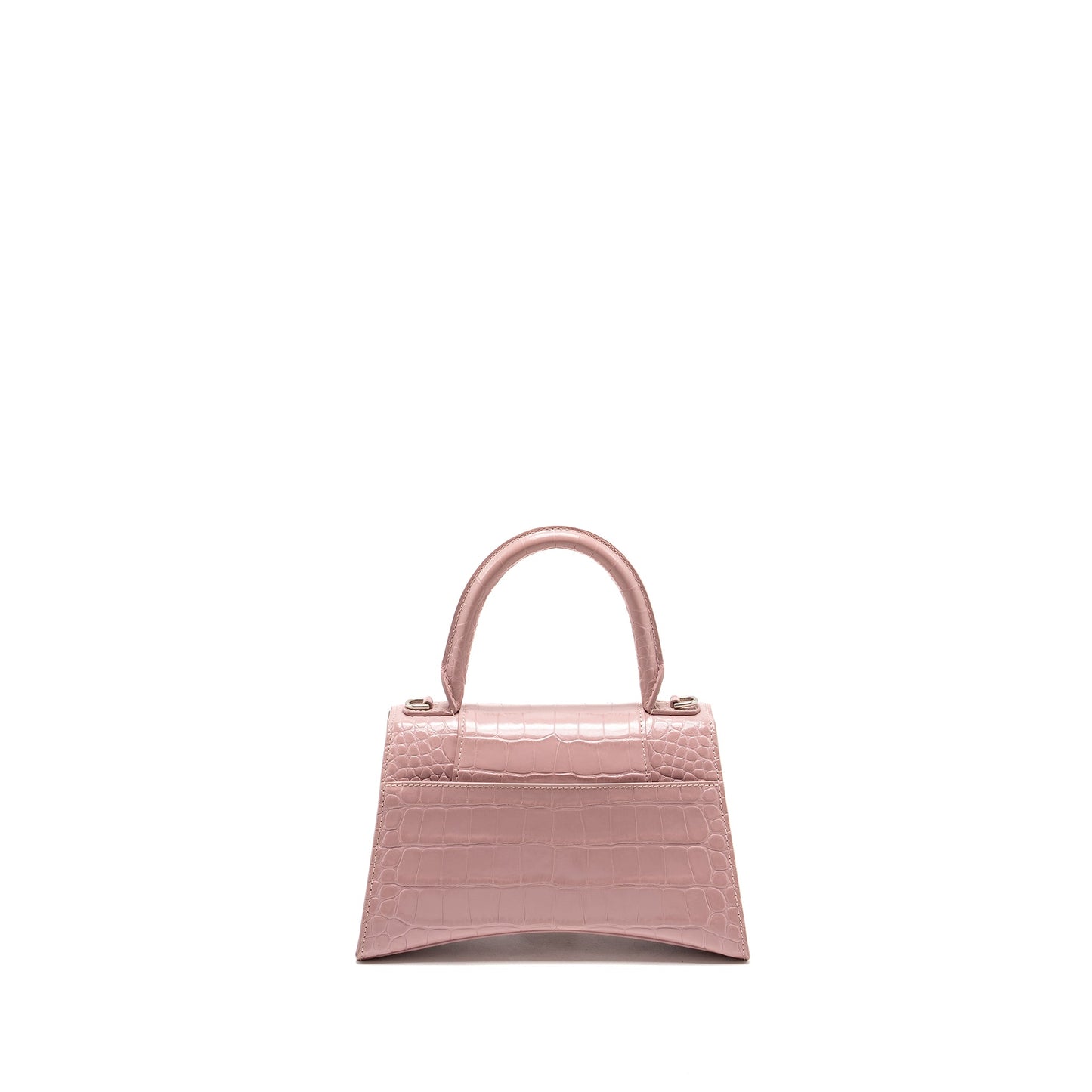 Balenciaga Hourglass S Crocodile-Embossed Calfskin Pink