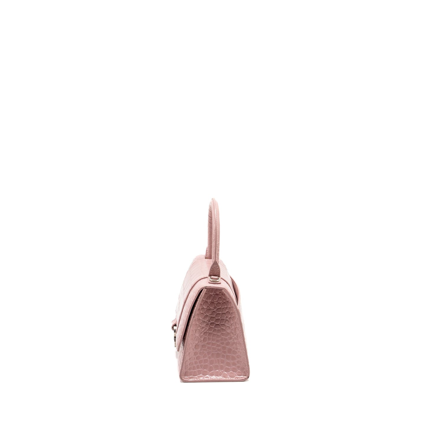 Balenciaga Hourglass S Crocodile-Embossed Calfskin Pink