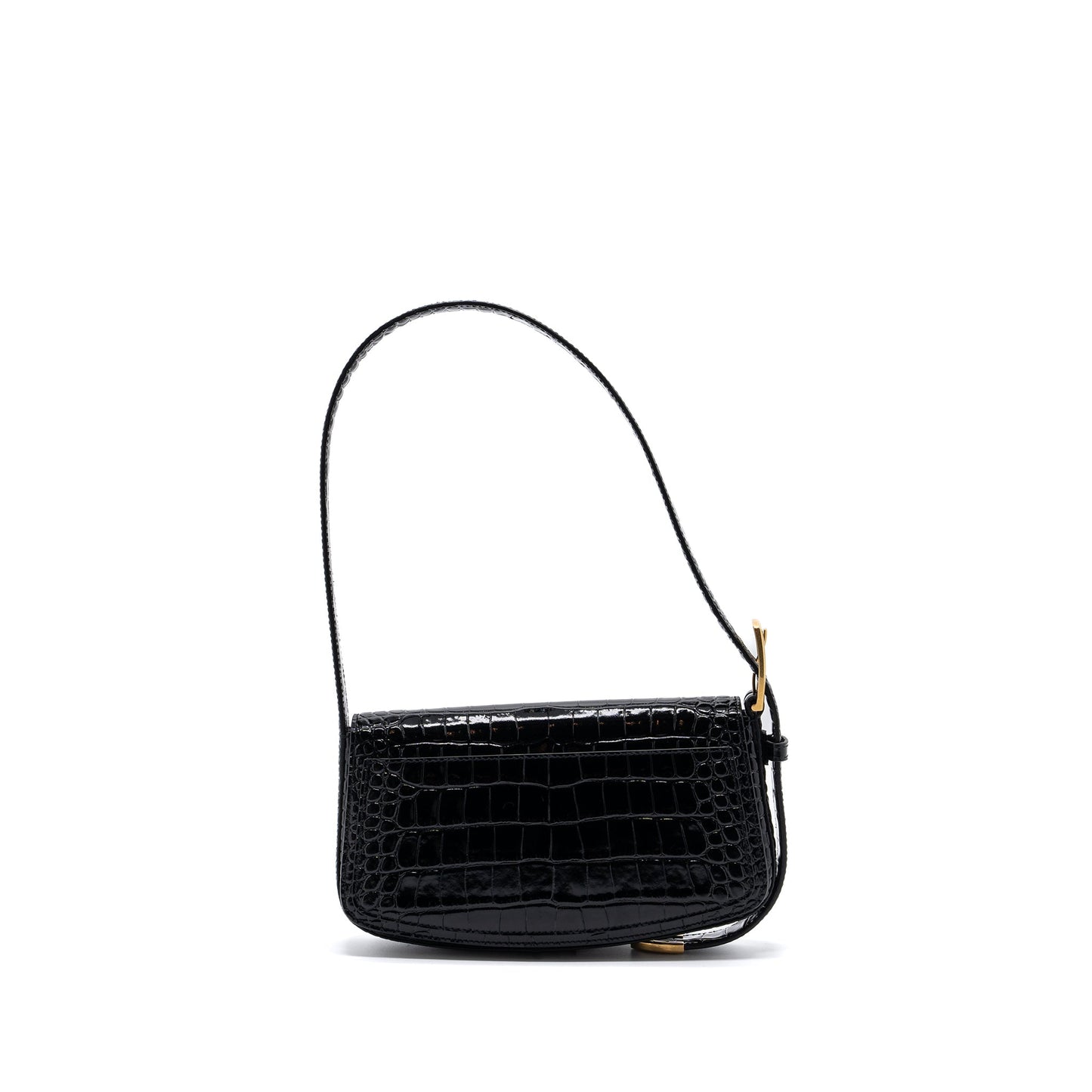 Balenciaga Ghost Sling Purse Crocodile-Embossed Leather Black