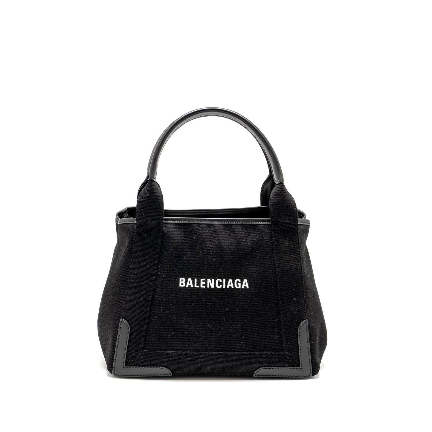 Balenciaga Cabas Logo Tote Purse Canvas/ Calfskin Black