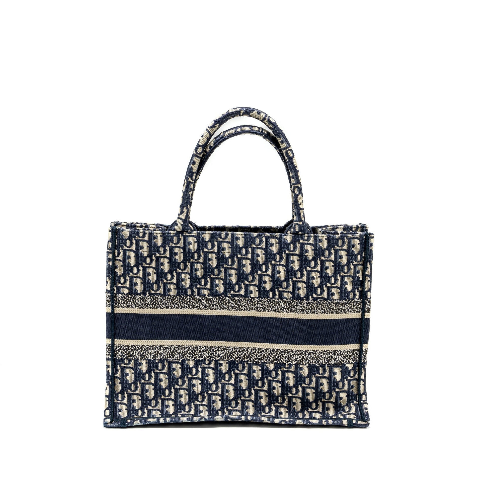 Medium Book Tote Blue Dior Oblique Embroidery