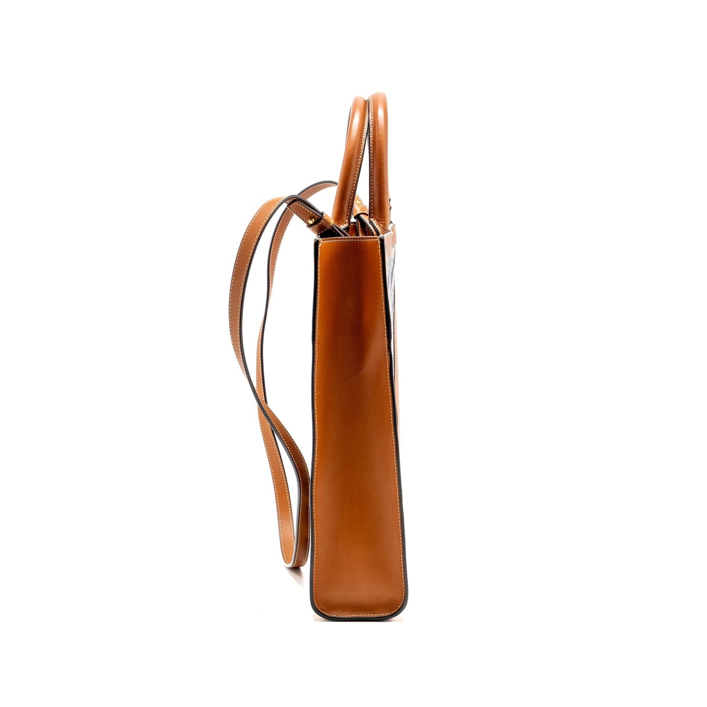 Luxury CELINE Vertical Cabas Tote in Triomphe Denim /Leather Navy/Tan GHW