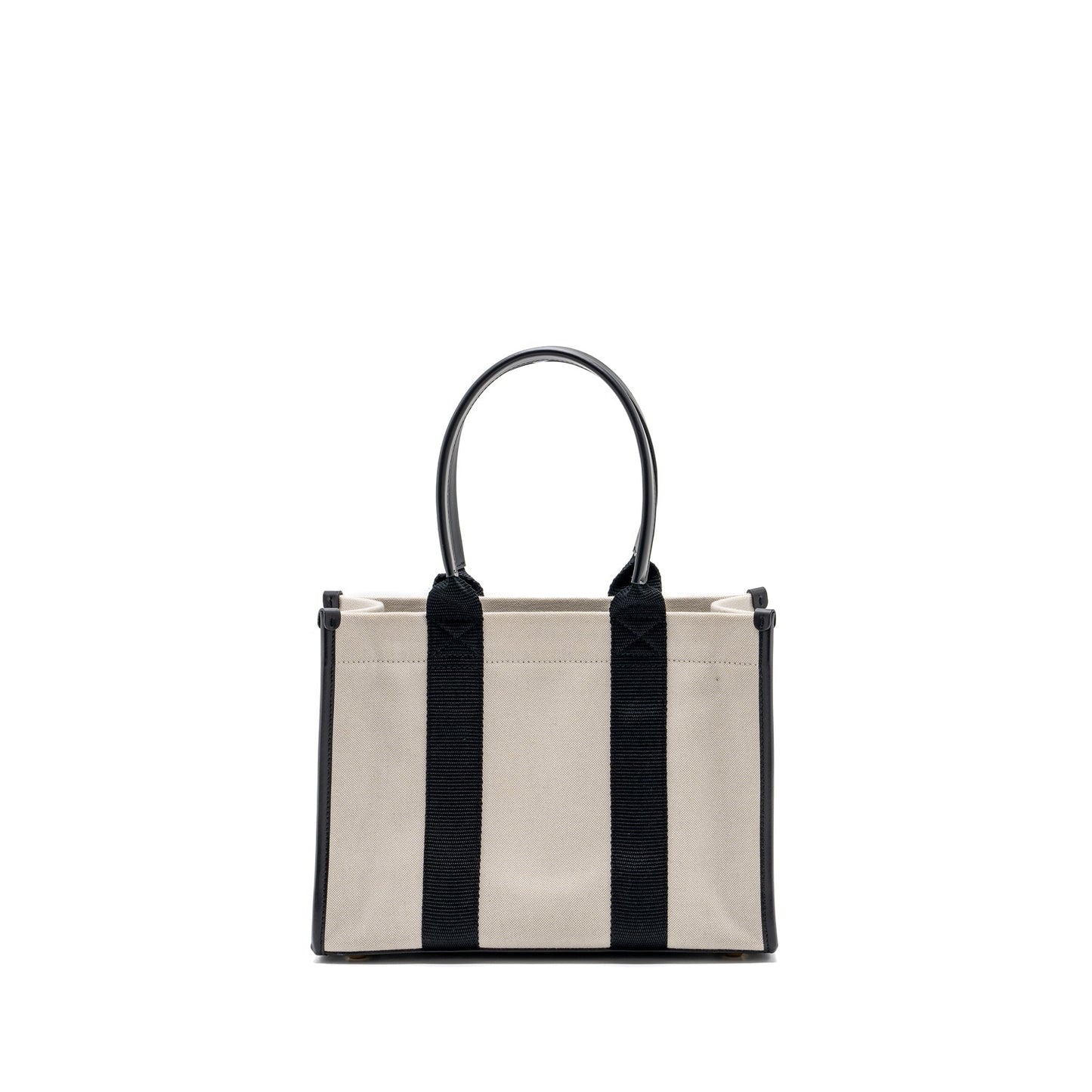 BALENCIAGA Small Tote Purse Canvas/ Leather Black/White