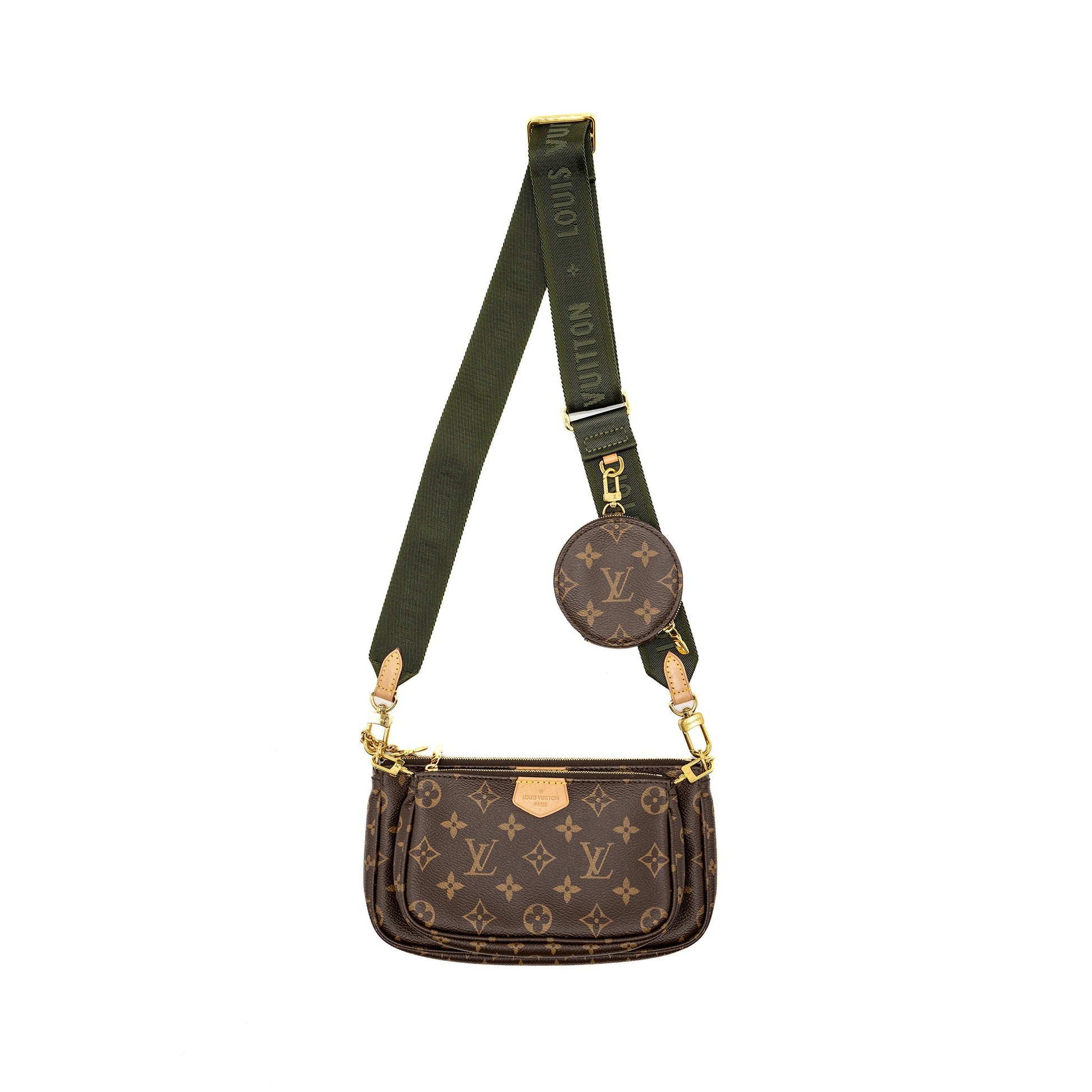 Louis Vuitton Multi Pochette Accessories Monogram Canvas Khaki Strap GHW