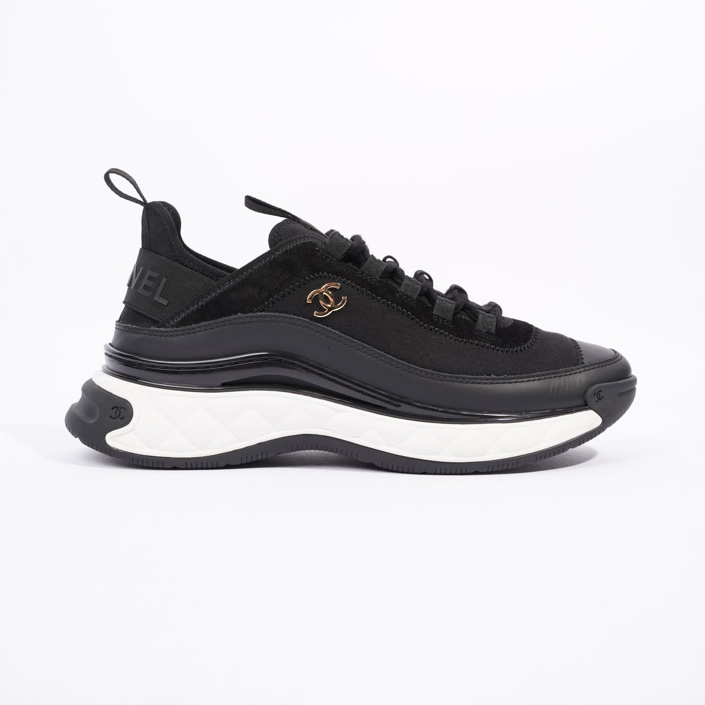Chanel CC Logo Runners Black White EU 40 UK 7