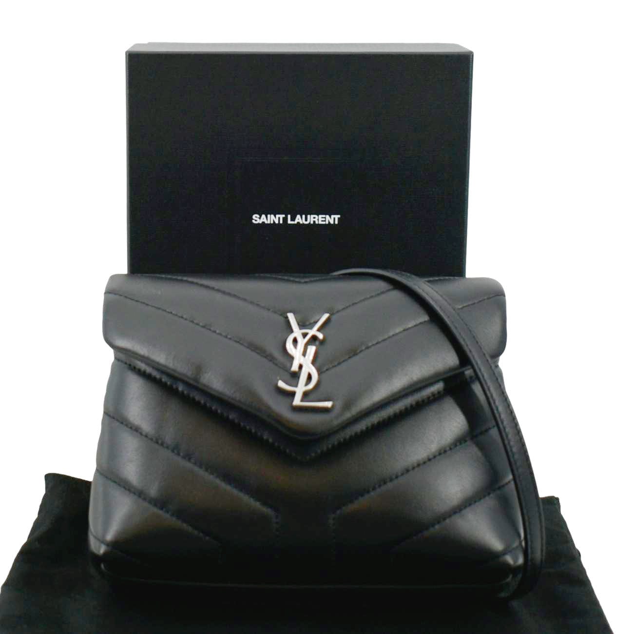 SAINT LAURENT Loulou Toy Quilted Leather Crossbody Bag Black
