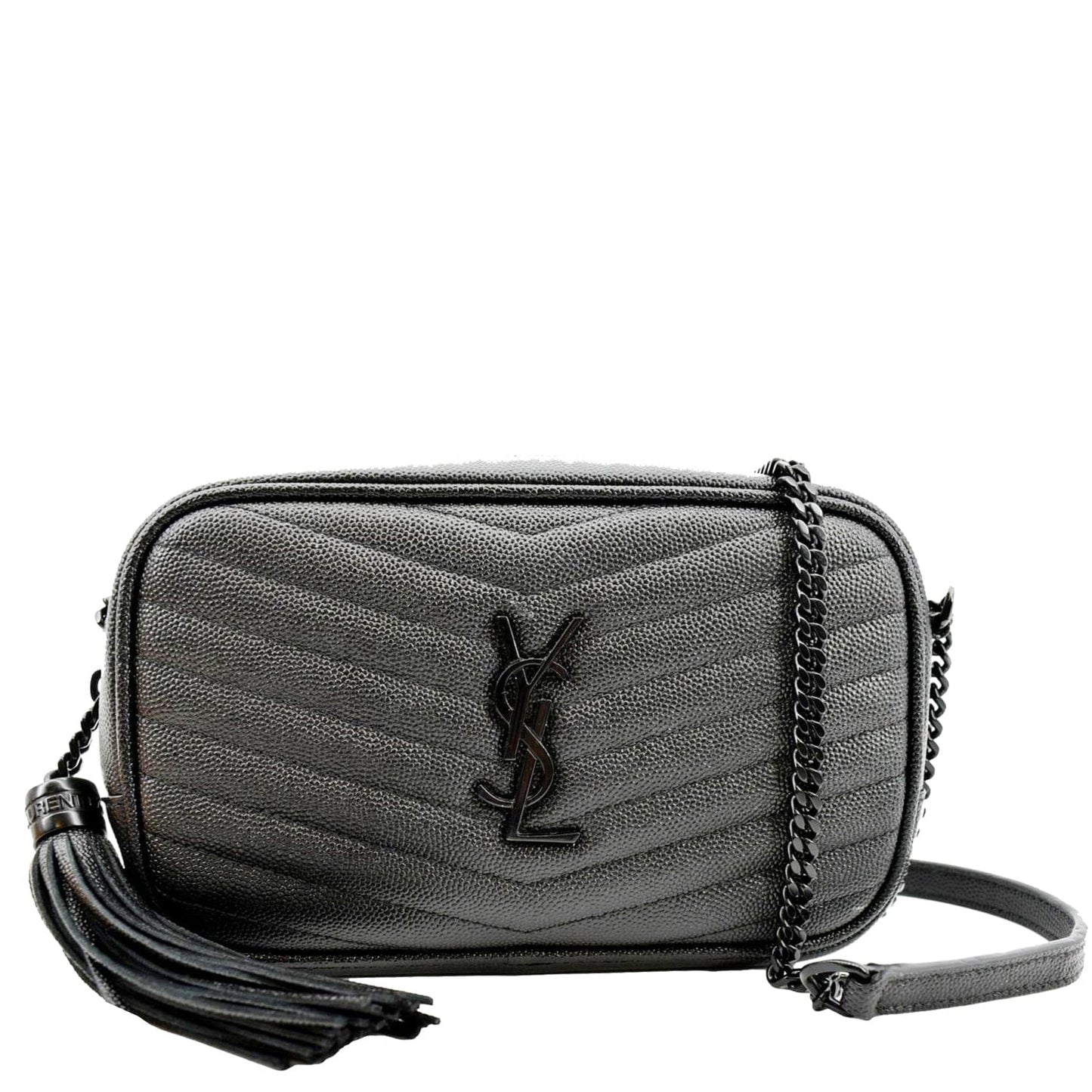 SAINT LAURENT Small Lou Leather Camera Crossbody Bag Black
