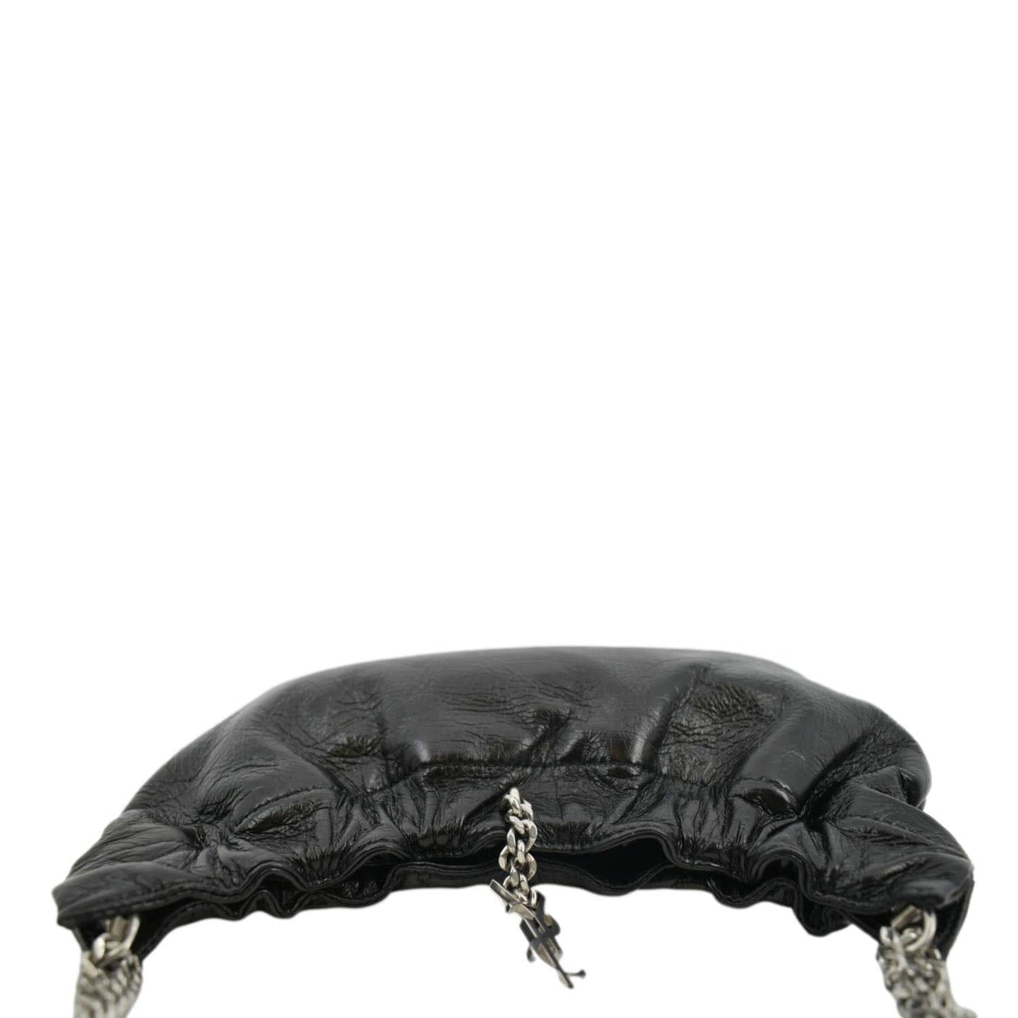 SAINT LAURENT Pac Pac Ruched Leather Hobo Bag Black