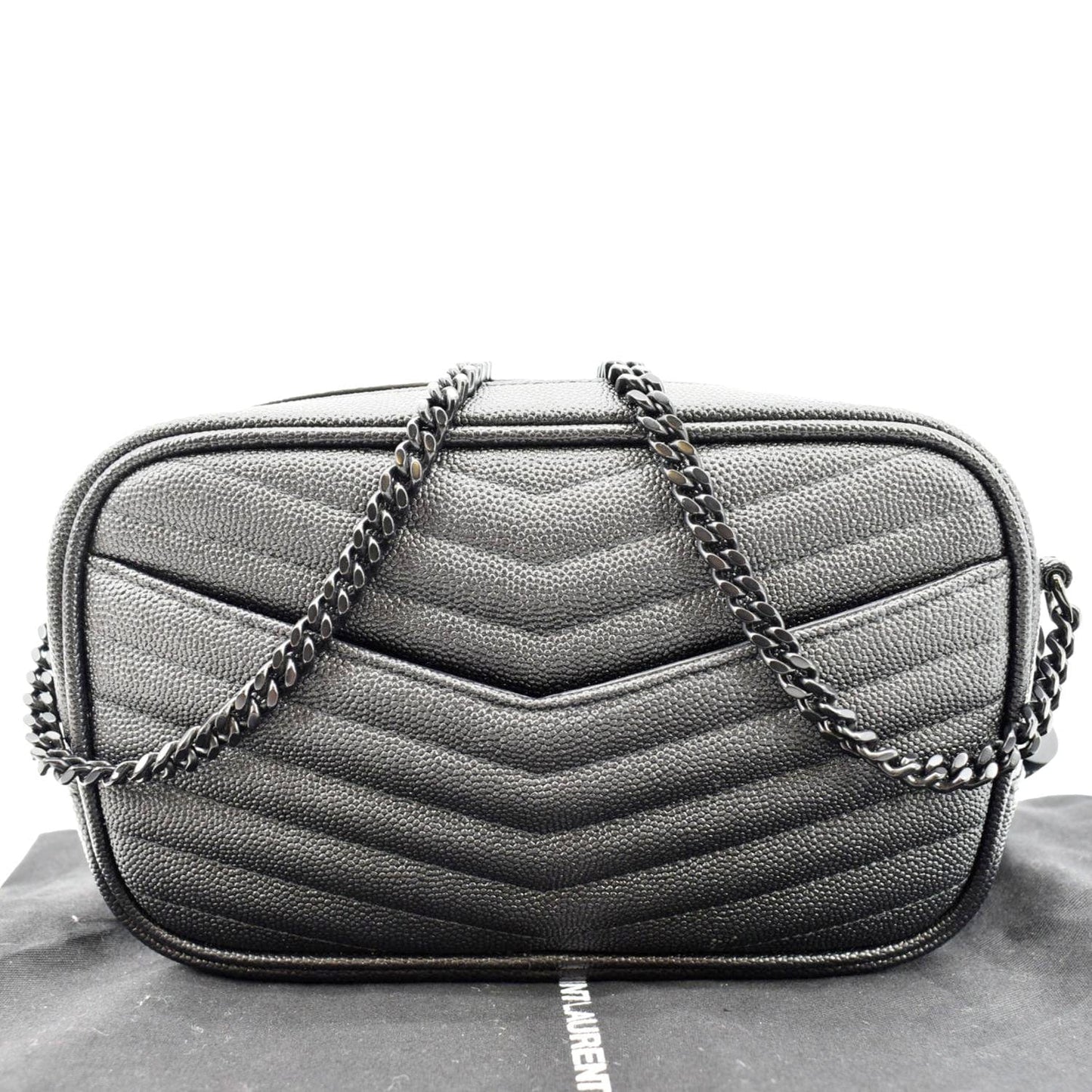 SAINT LAURENT Small Lou Leather Camera Crossbody Bag Black