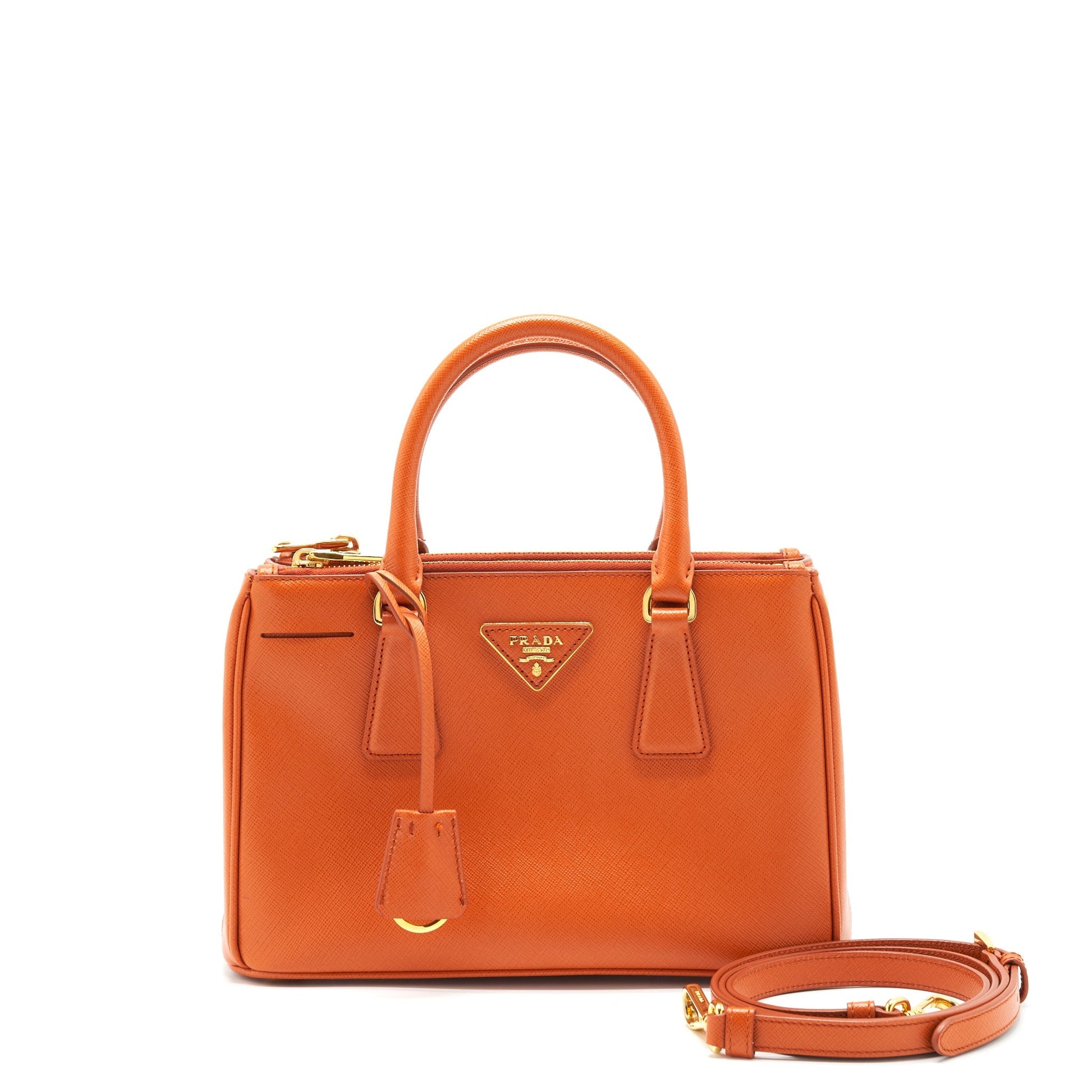 Prada Saffiano Tote Purse Papaya