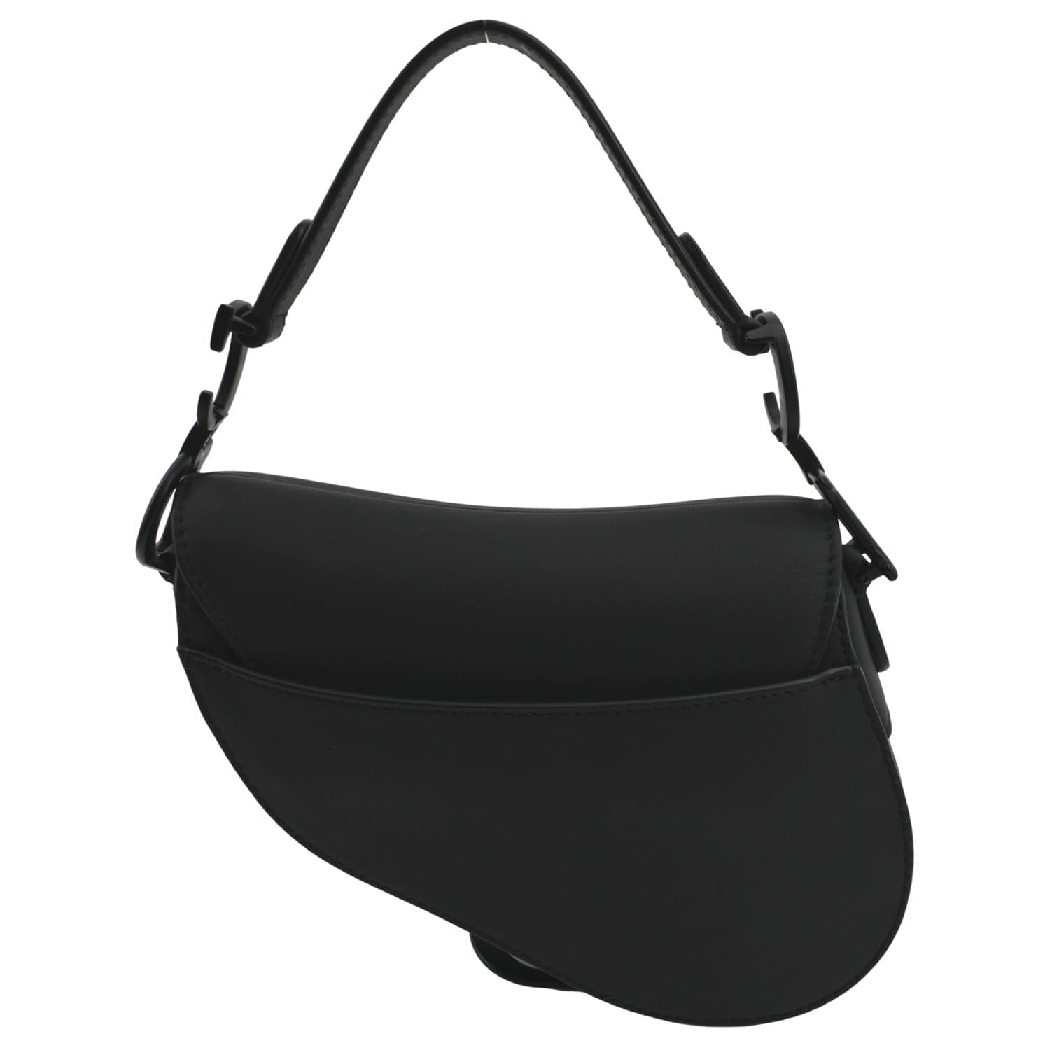 CHRISTIAN DIOR Saddle Calfskin Leather Satchel Bag Black