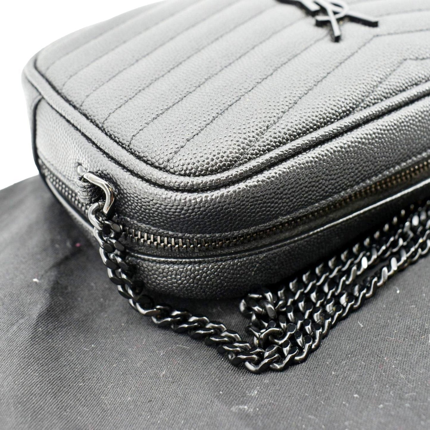 SAINT LAURENT Small Lou Leather Camera Crossbody Bag Black