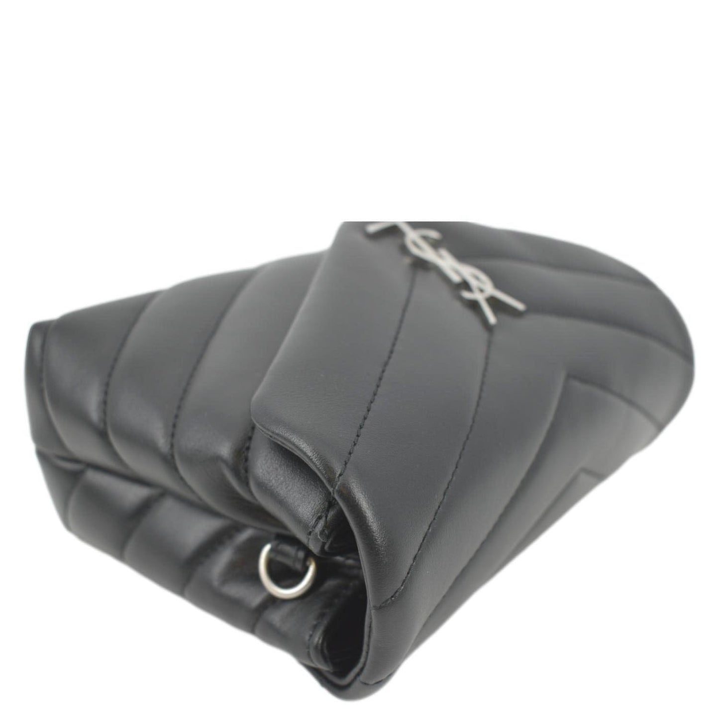 SAINT LAURENT Loulou Toy Quilted Leather Crossbody Bag Black