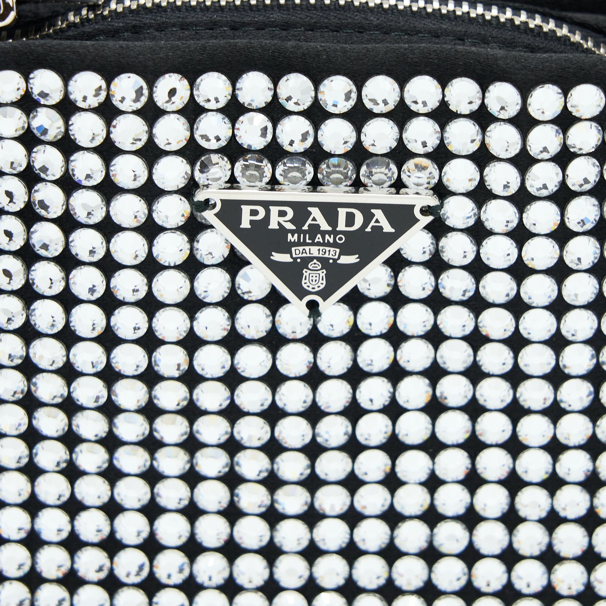 Prada Crystal Satin Handbag With Crystal Black SHW