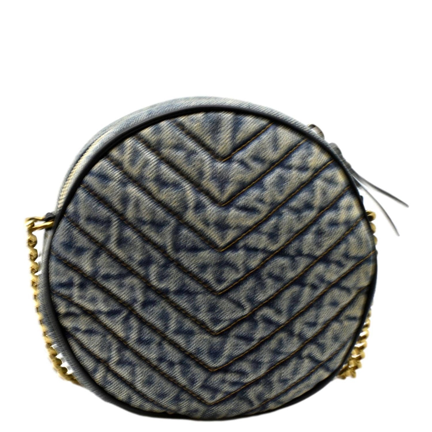 SAINT LAURENT Vinyle Round Denim Camera Crossbody Bag Black