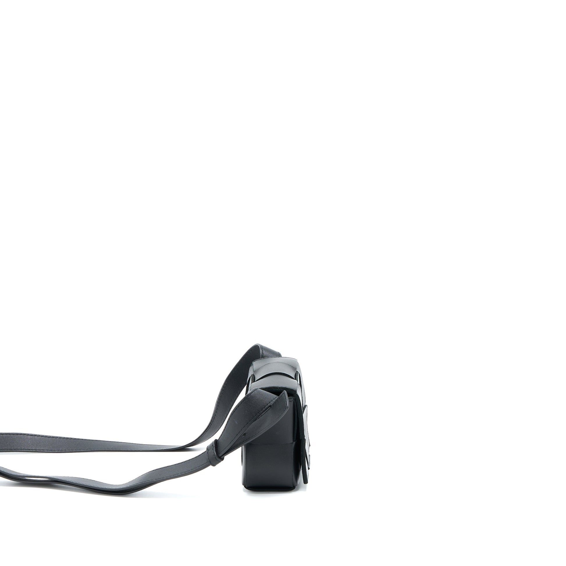 Bottega Veneta Mini Cassette Intrecciato Crossbody Purse Black