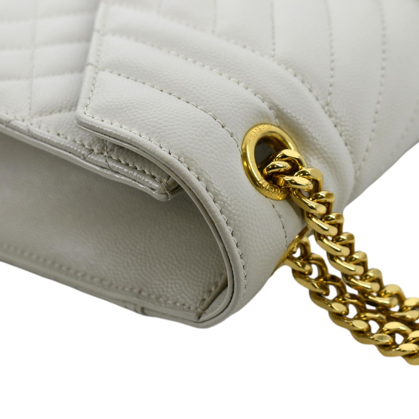 SAINT LAURENT Envelope Medium Matelasse Leather Crossbody Bag White