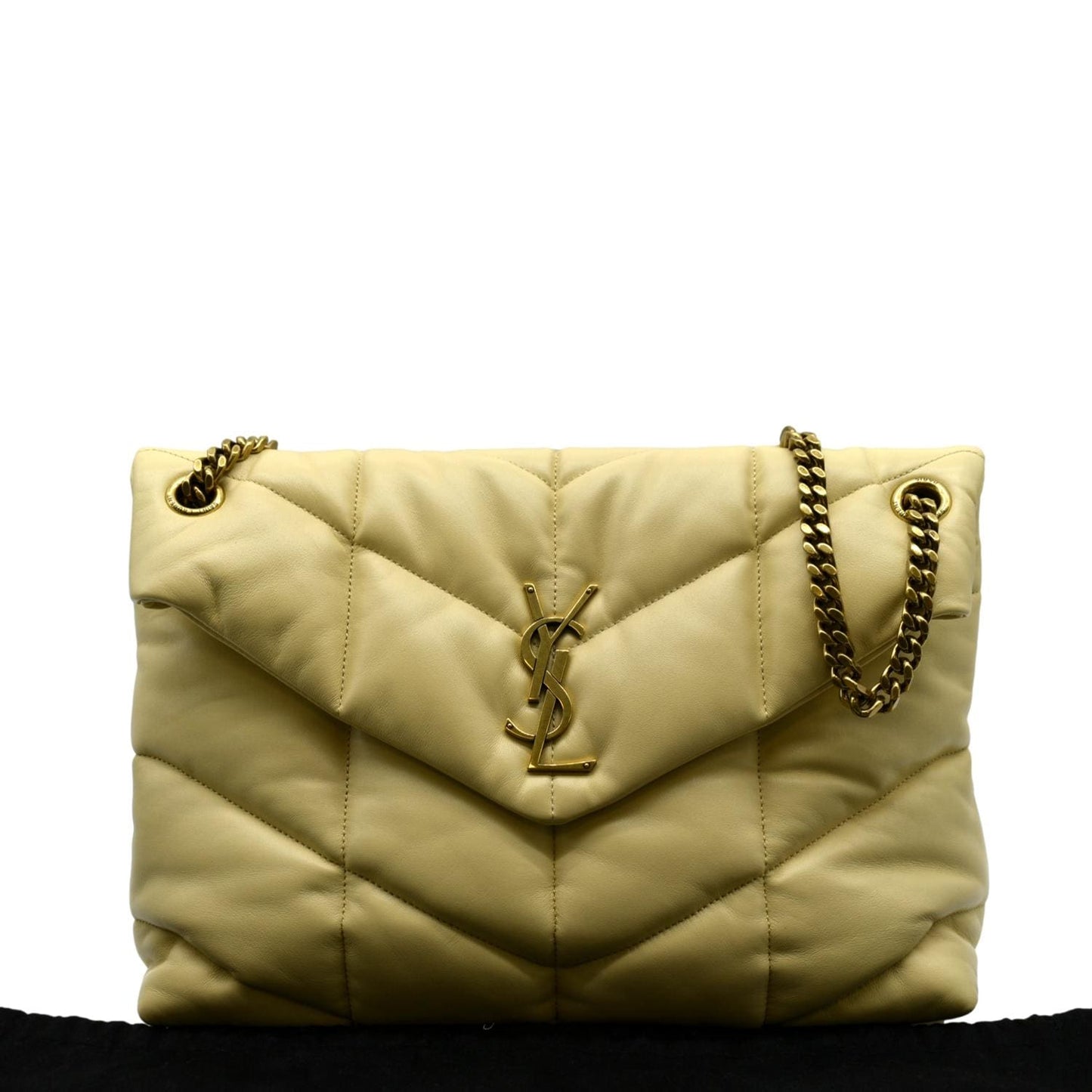 SAINT LAURENT Loulou Puffer Quilted Leather Crossbody Bag Light Creme