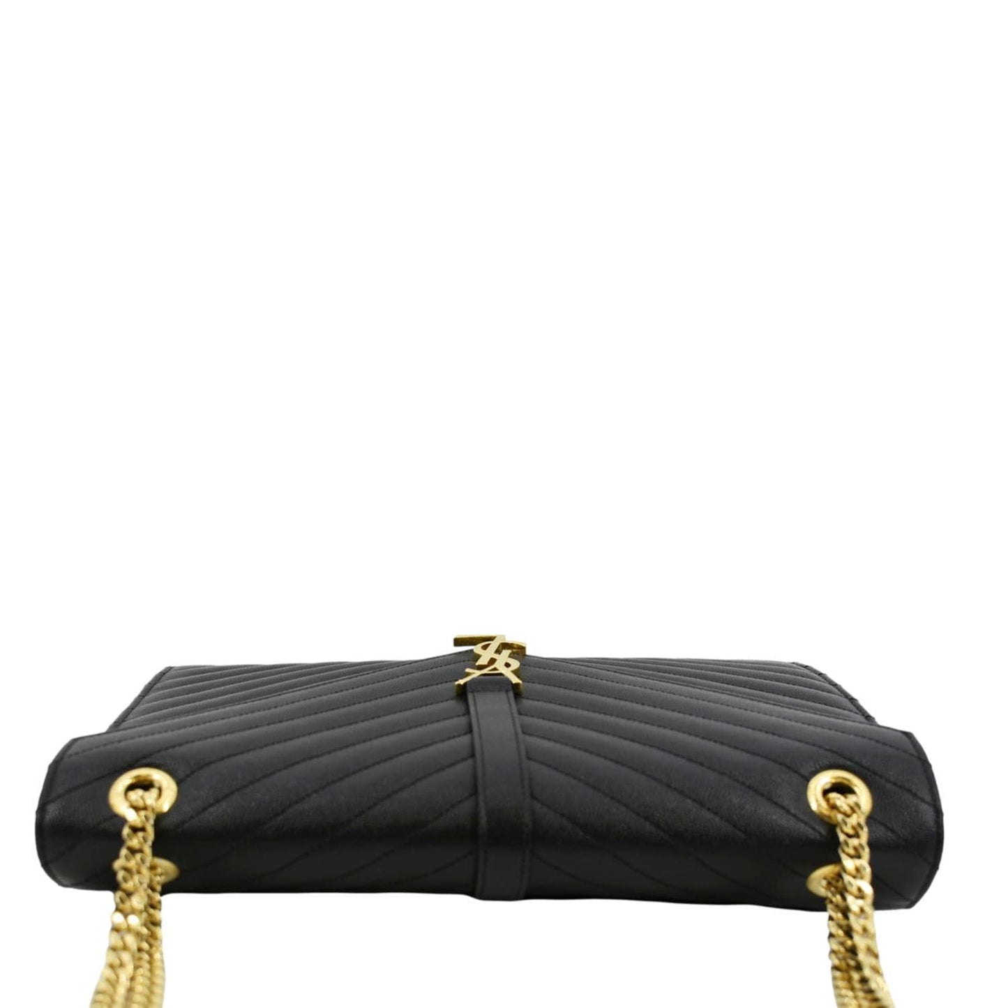SAINT LAURENT Large Envelope Flap Matelasse Leather Shoulder Bag Black
