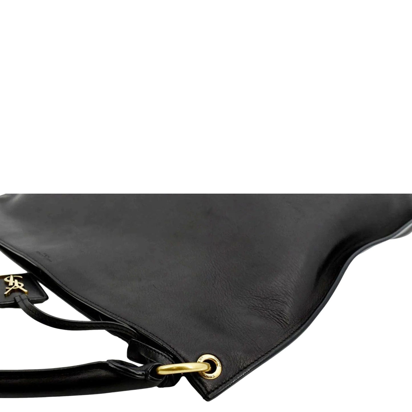 SAINT LAURENT Tag Calfskin Leather Hobo Bag Black