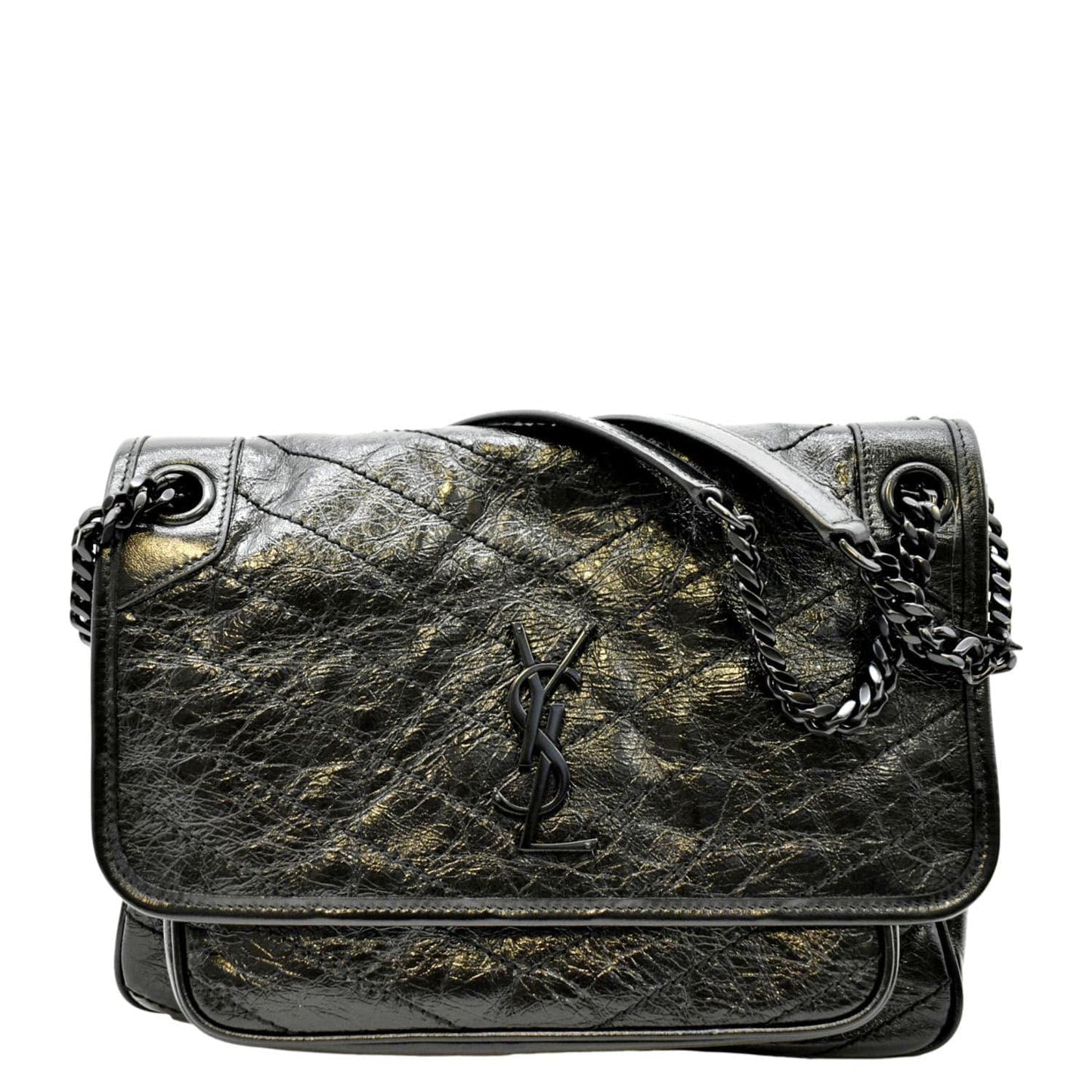 SAINT LAURENT Niki Medium Leather Shoulder Bag Black