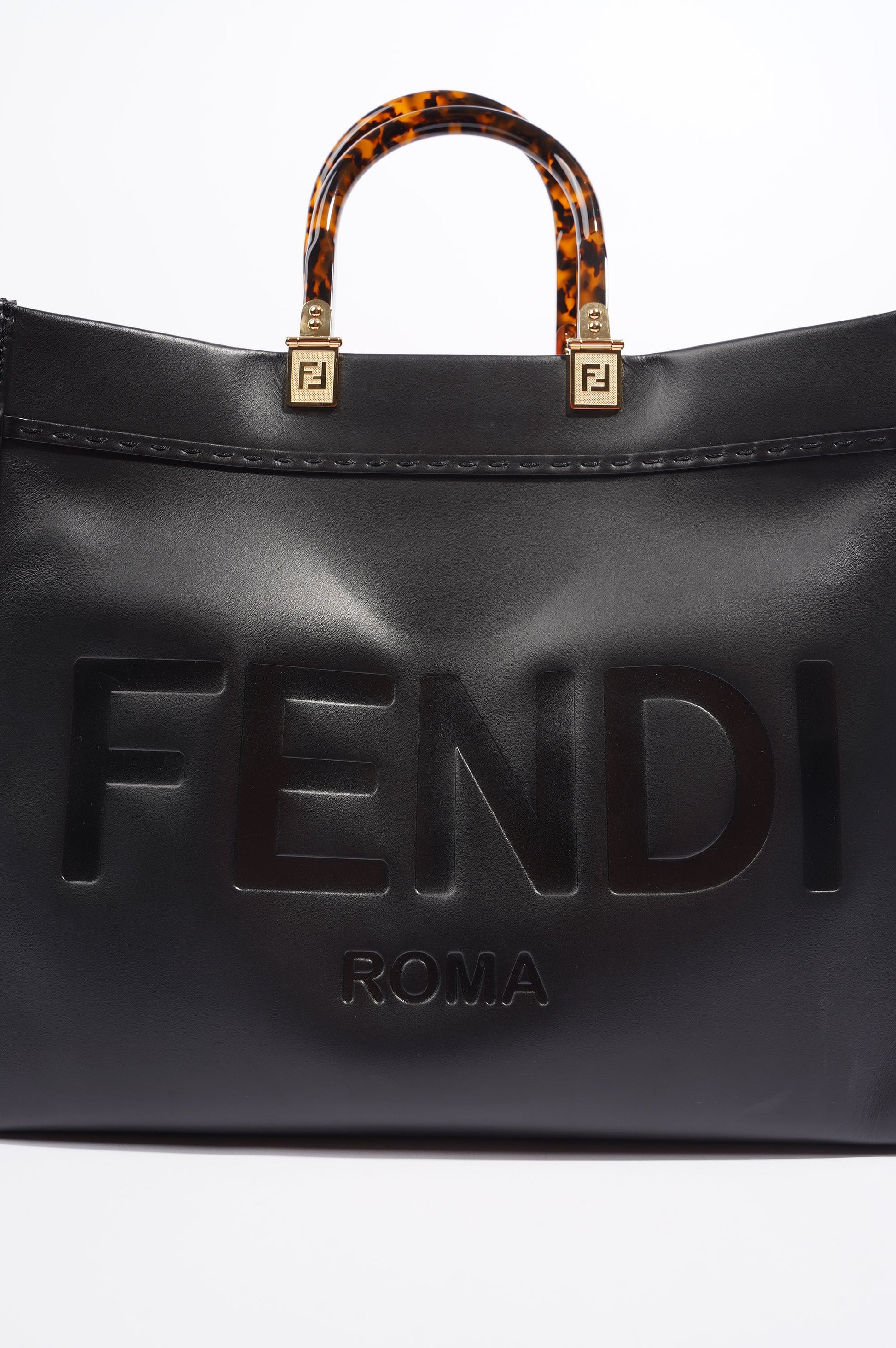 Fendi Womens Sunshine Shopping Bag Black Medium