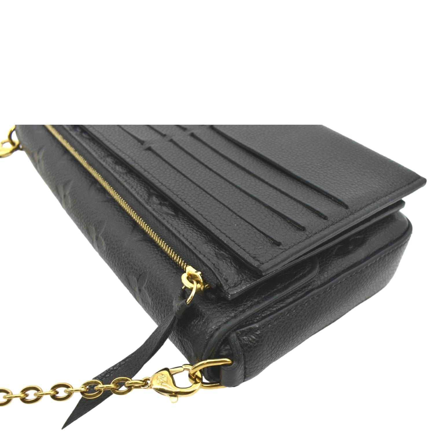 LOUIS VUITTON Felicie Monogram Empreinte Chain Pochette Crossbody Bag Black
