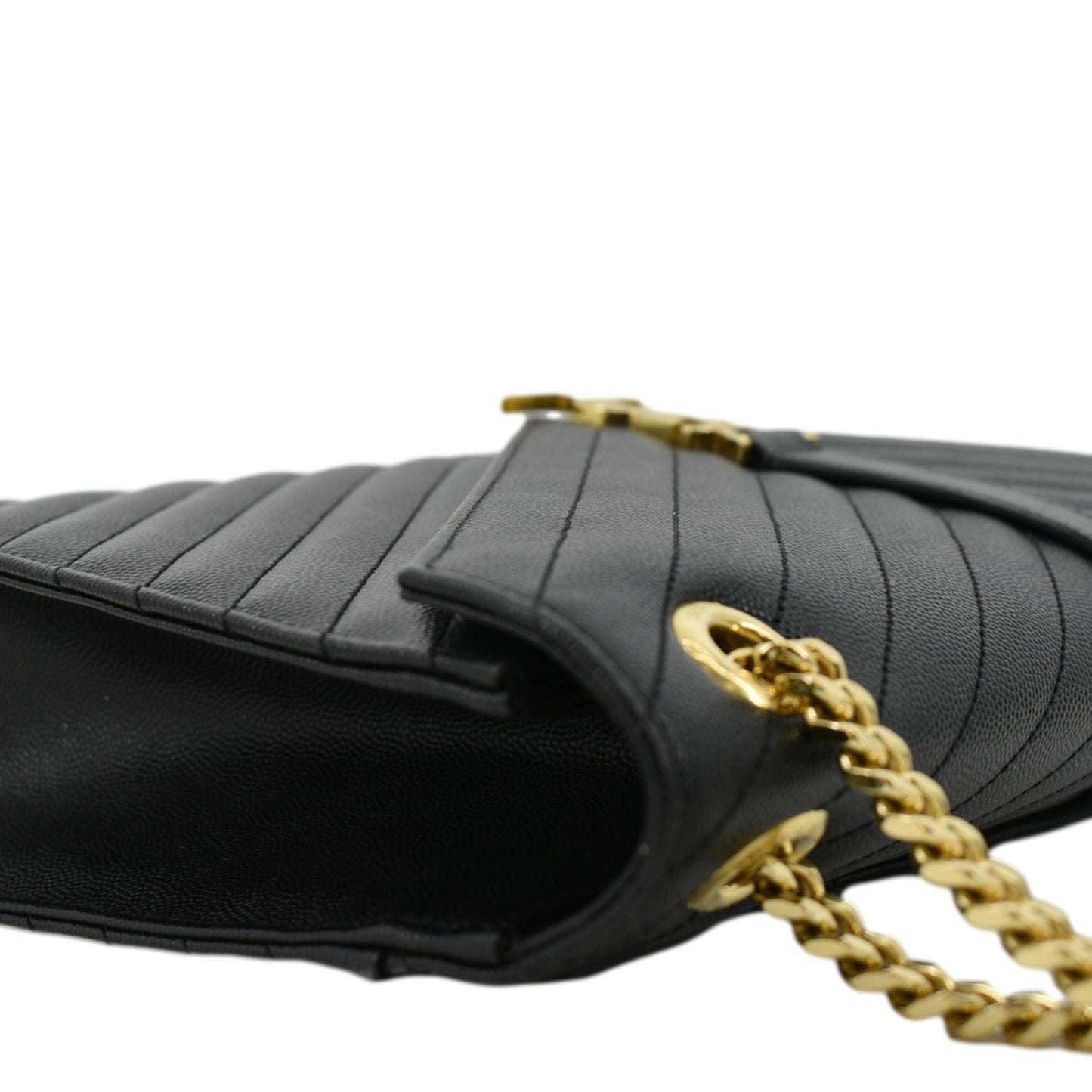SAINT LAURENT Large Envelope Flap Matelasse Leather Shoulder Bag Black
