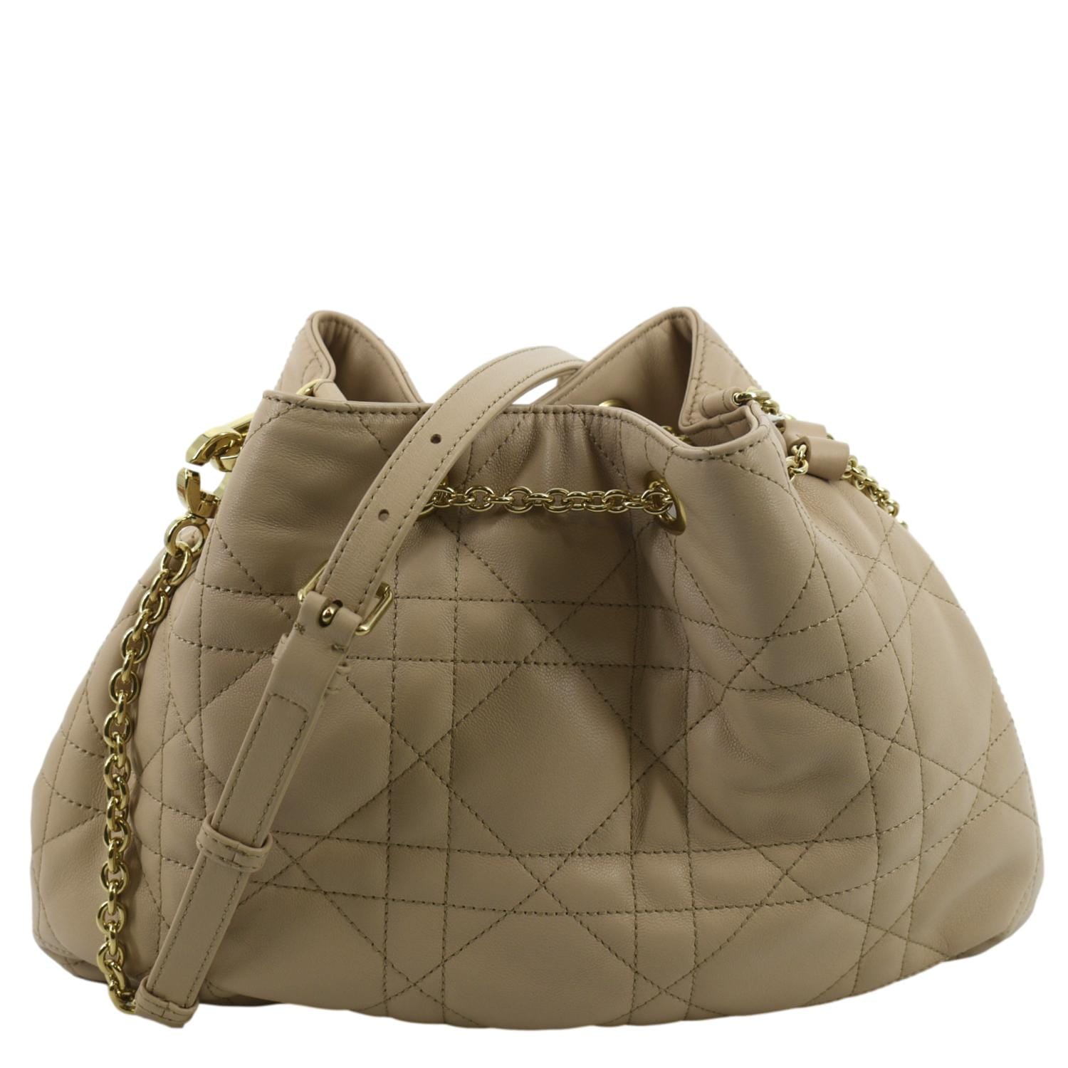 CHRISTIAN DIOR Ammi Macrocannage Lambskin Shoulder Bag Sand Rose